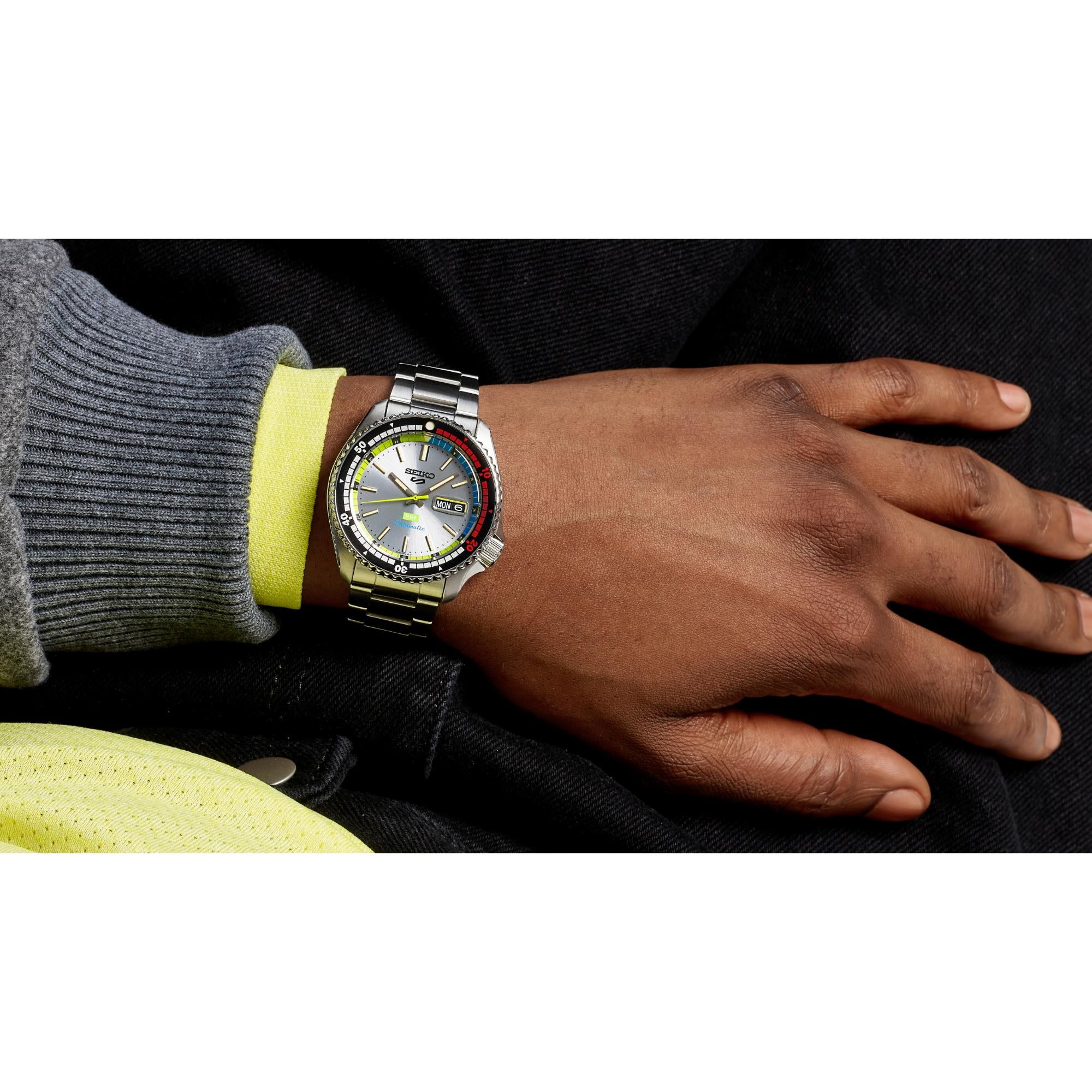 Seiko 5 Sports x HUF Limited Edition Collaboration II Silver Dial Men's Watch SRPL33K1