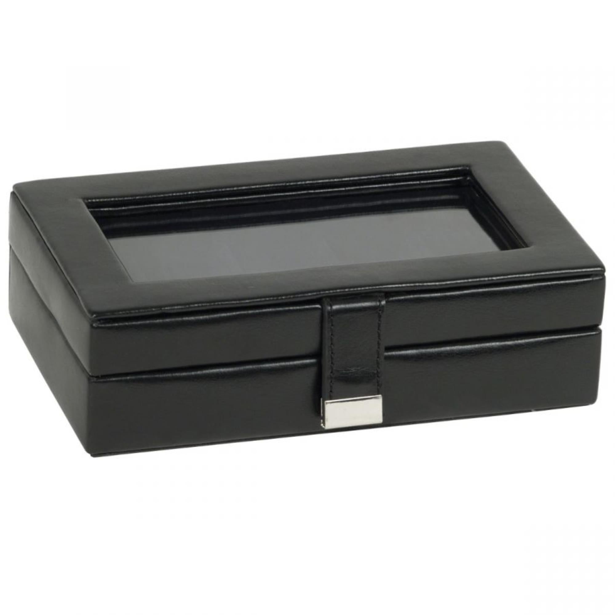 WOLF Heritage 15-Piece Cufflink Box Black Leather 290102