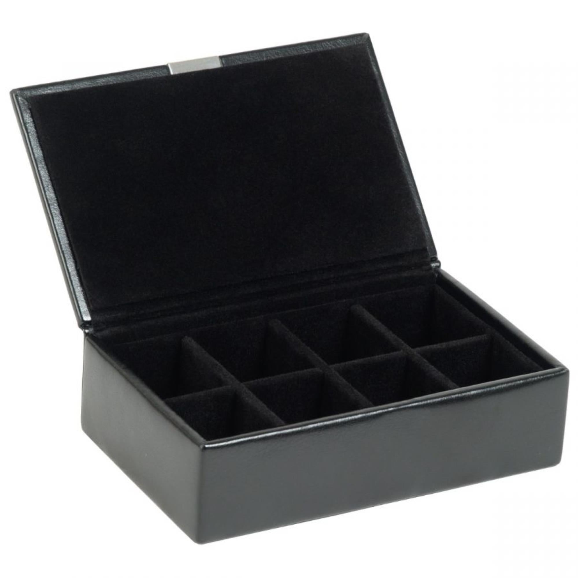 WOLF Heritage 8-Piece Cufflink Box Black Leather 290202