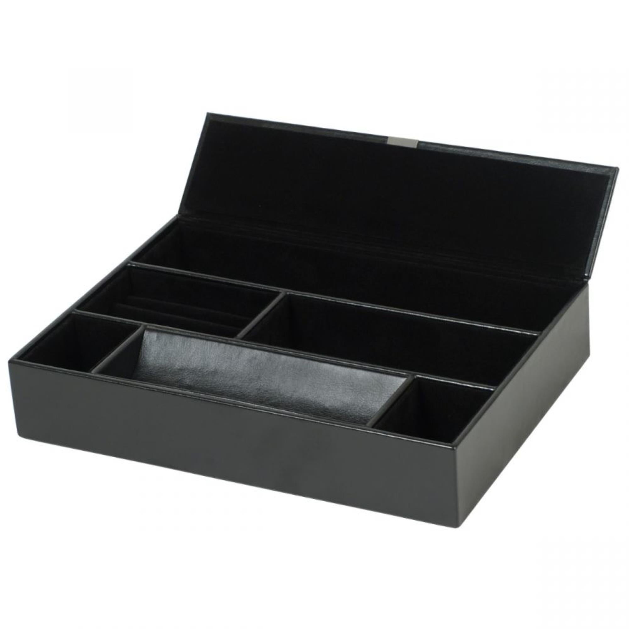 WOLF Heritage Valet Tray Black Leather 290402