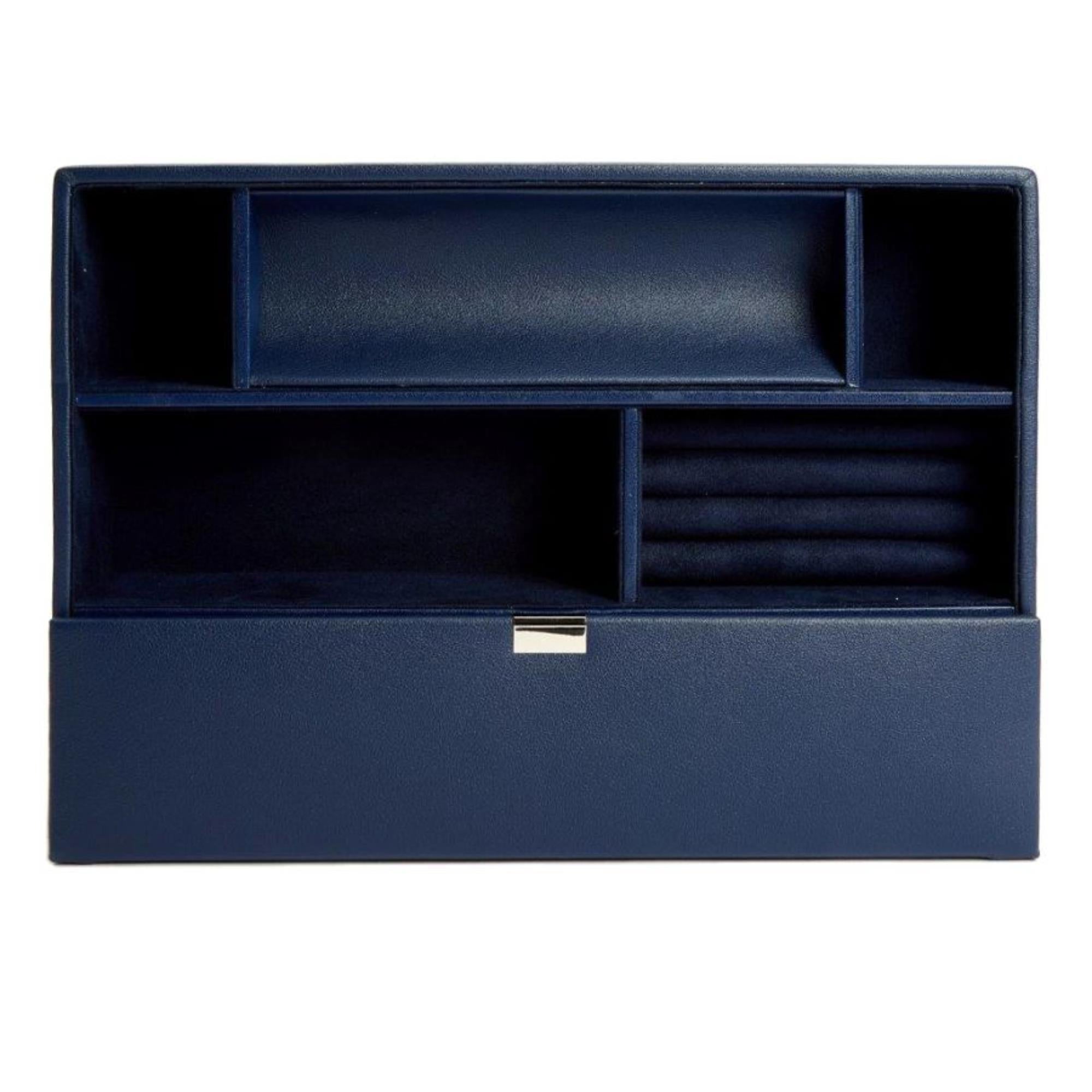 WOLF Heritage Valet Tray Navy Leather 290417