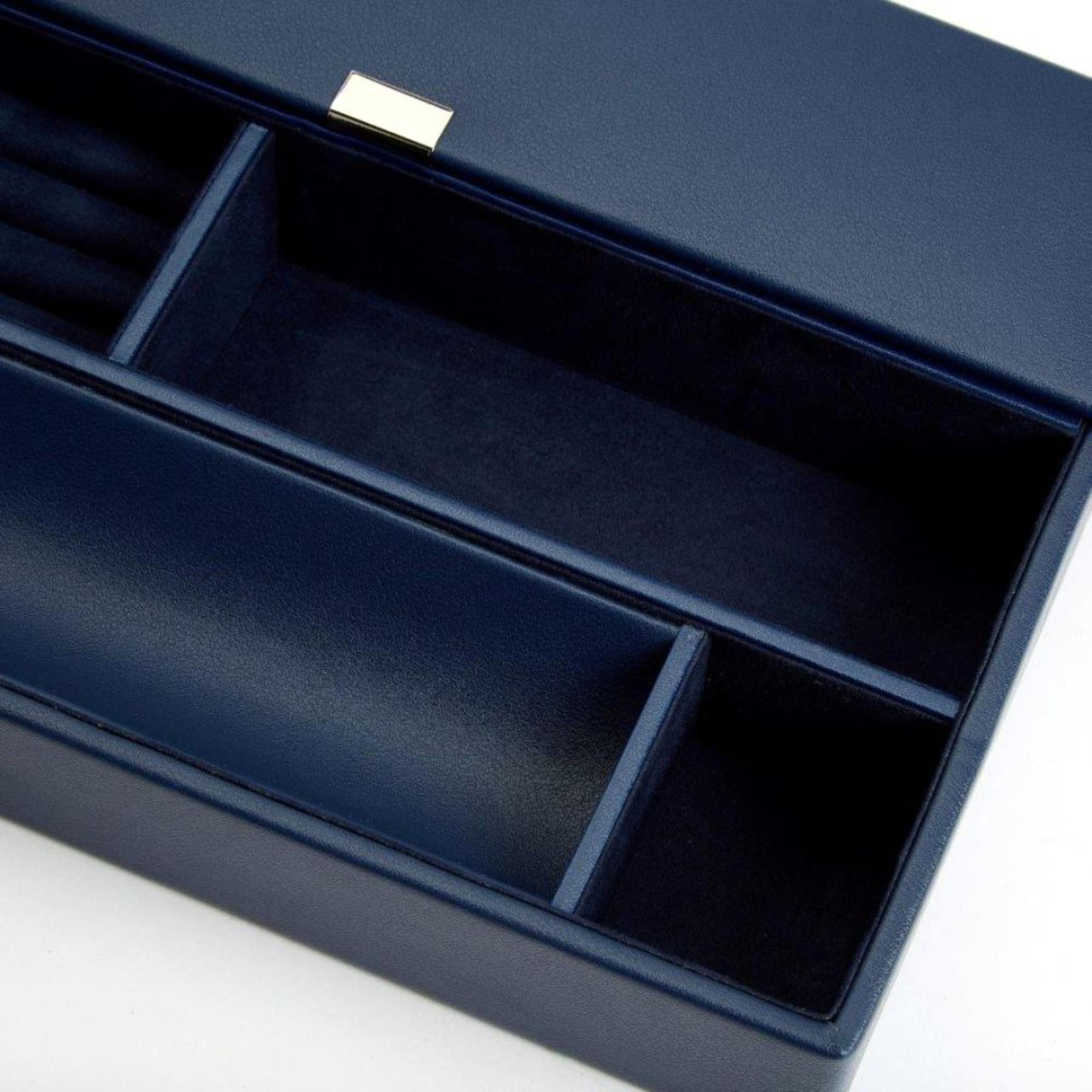 WOLF Heritage Valet Tray Navy Leather 290417