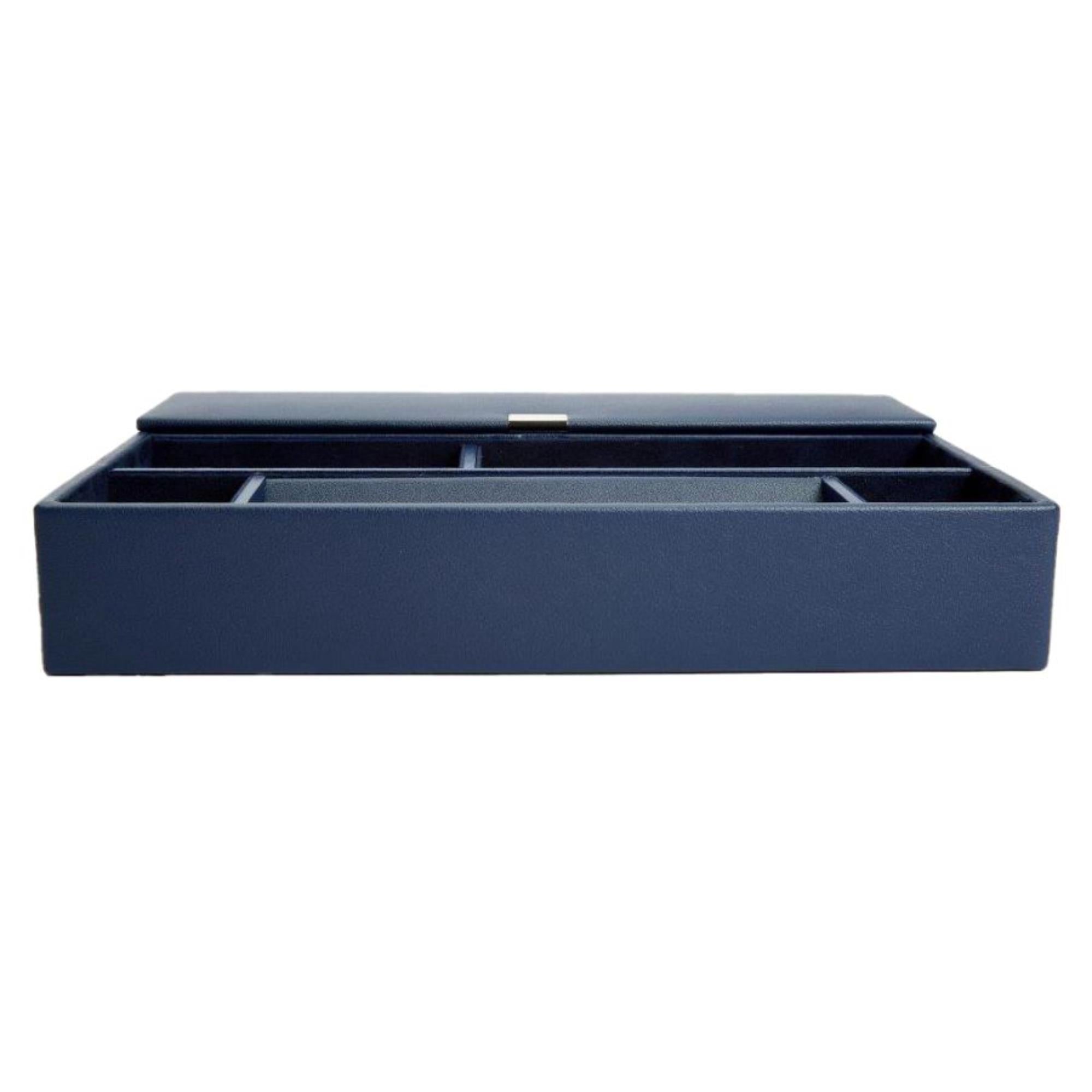 WOLF Heritage Valet Tray Navy Leather 290417