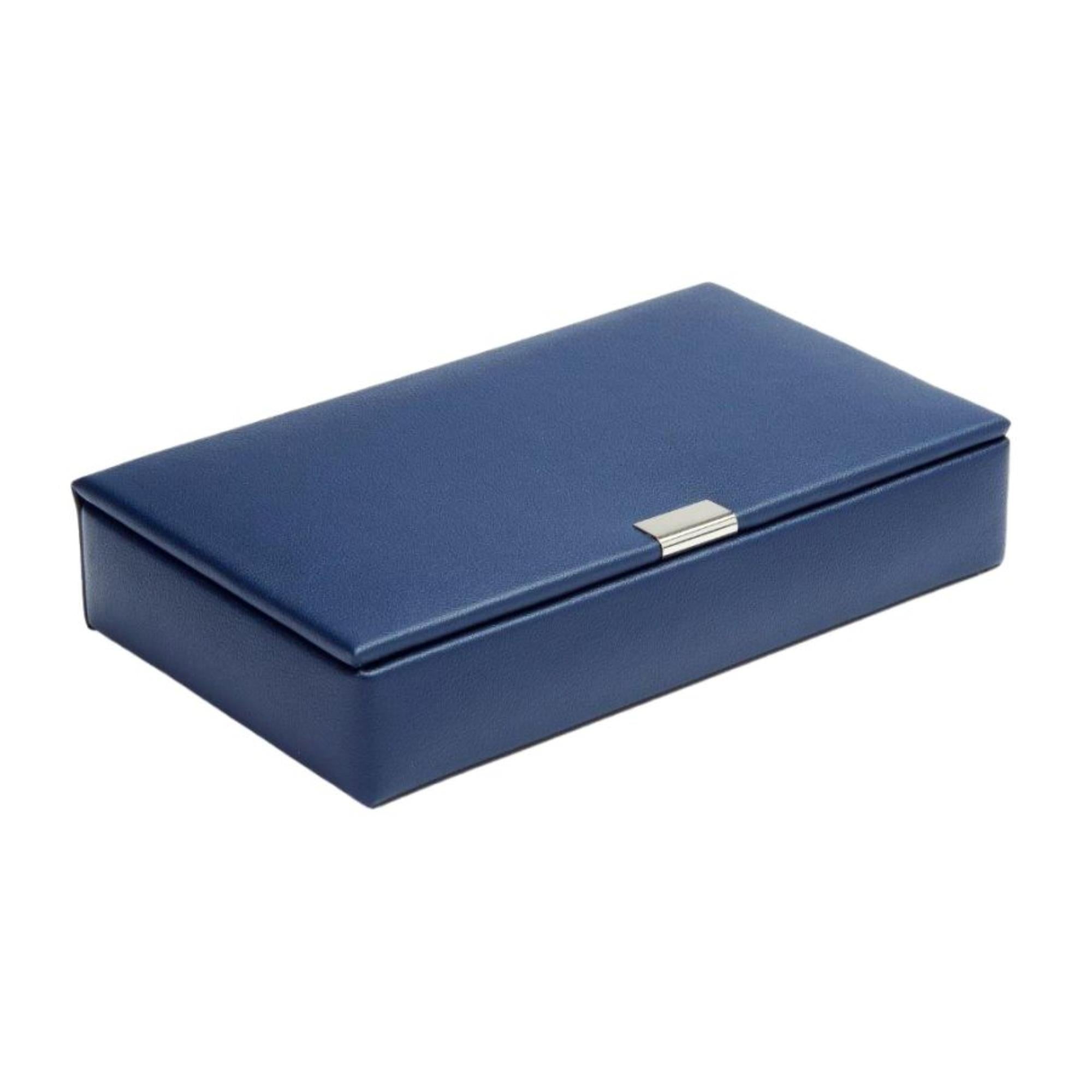 WOLF Heritage 15-Piece Cufflink Box Navy Leather 290517