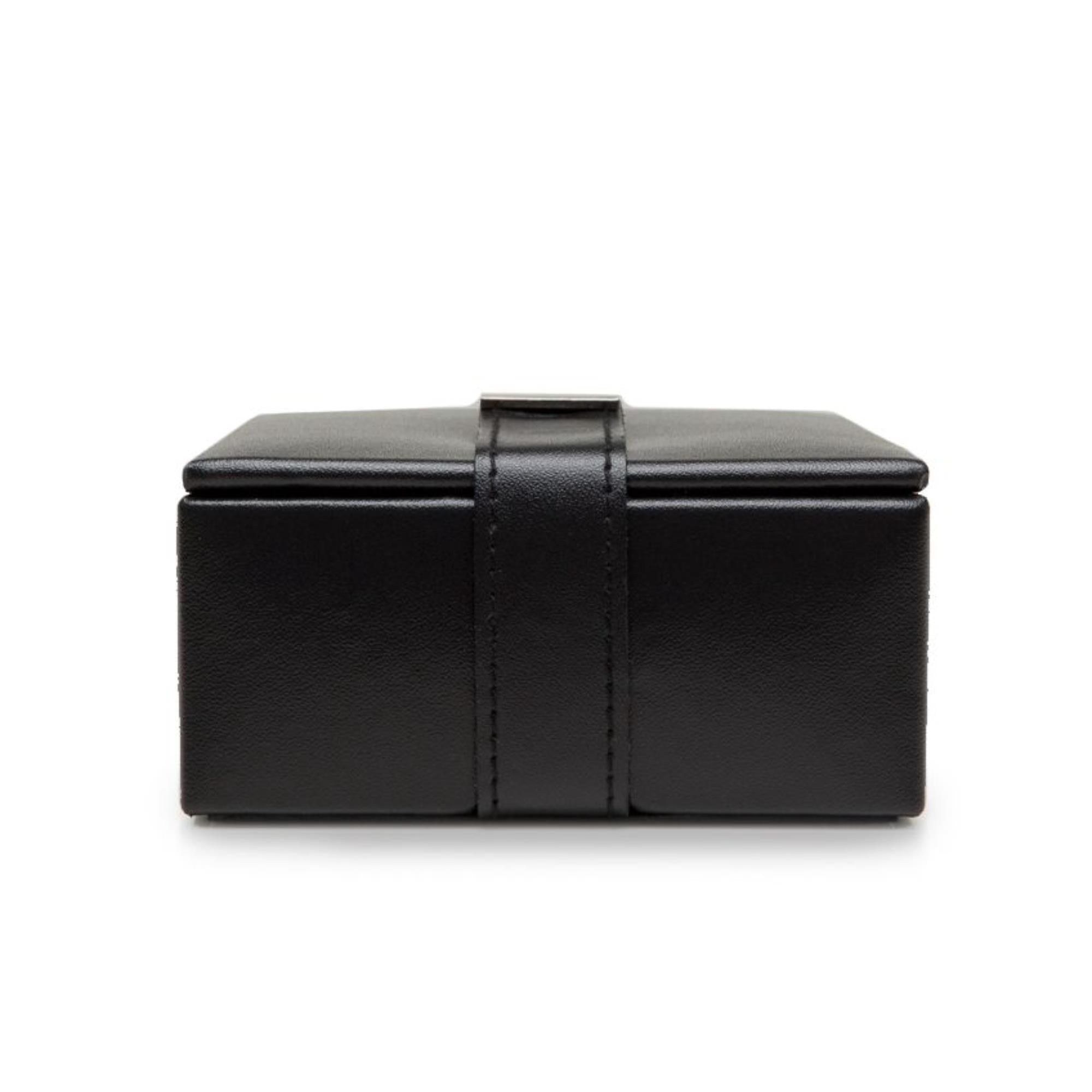 WOLF Heritage 4-Piece Cufflink Box Black Leather 290602