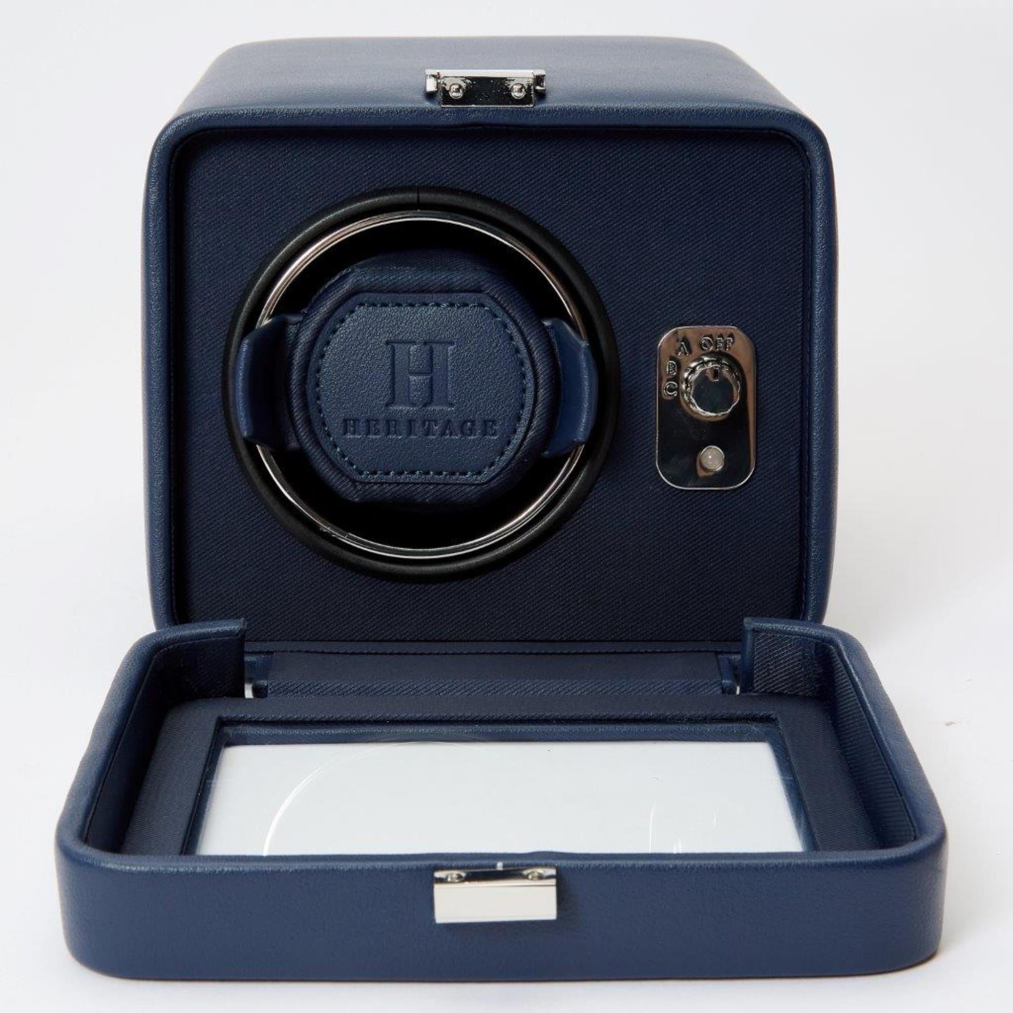 WOLF Heritage Single Winder with Glass Cover Navy 452517