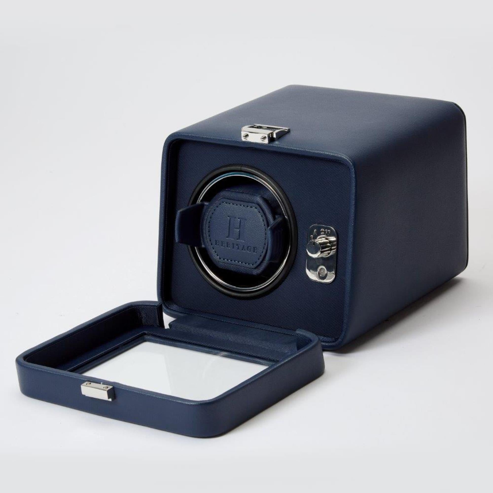 WOLF Heritage Single Winder with Glass Cover Navy 452517