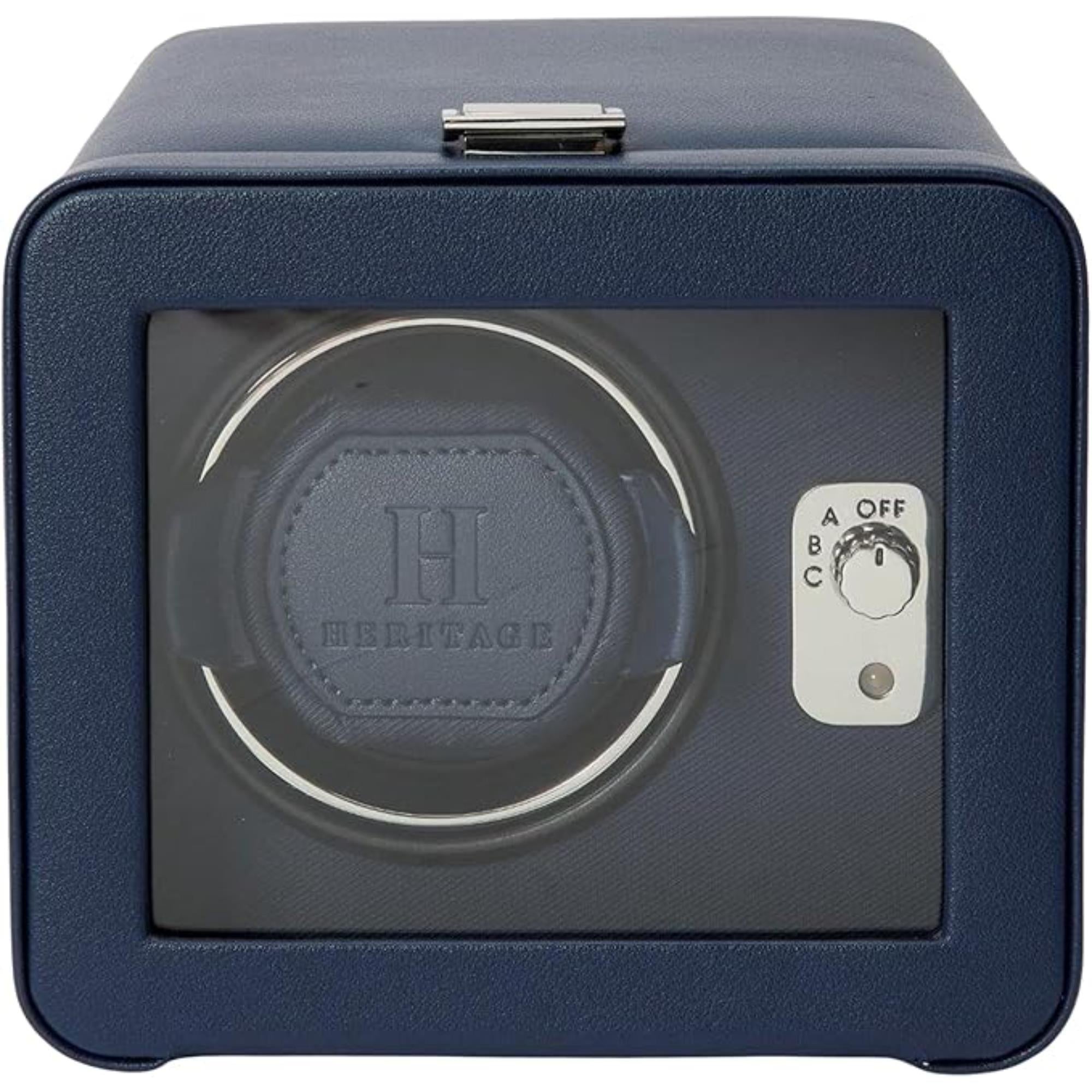 WOLF Heritage Single Winder with Glass Cover Navy 452517
