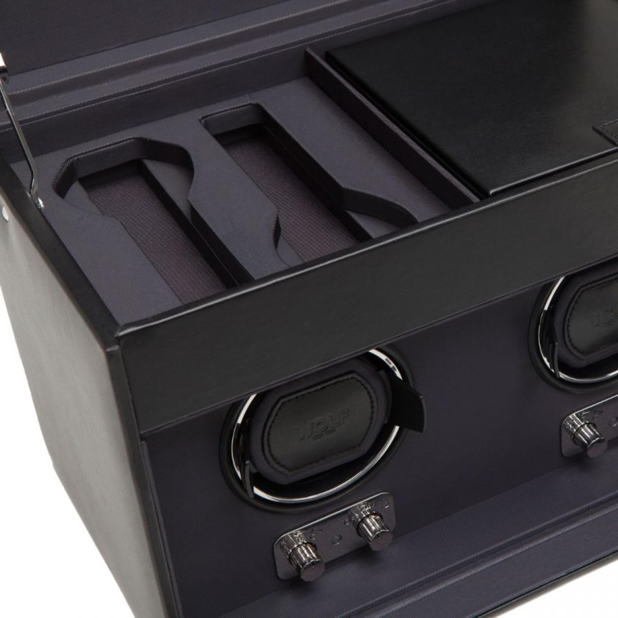 WOLF Heritage Double Winder with Storage Black Leather 270402