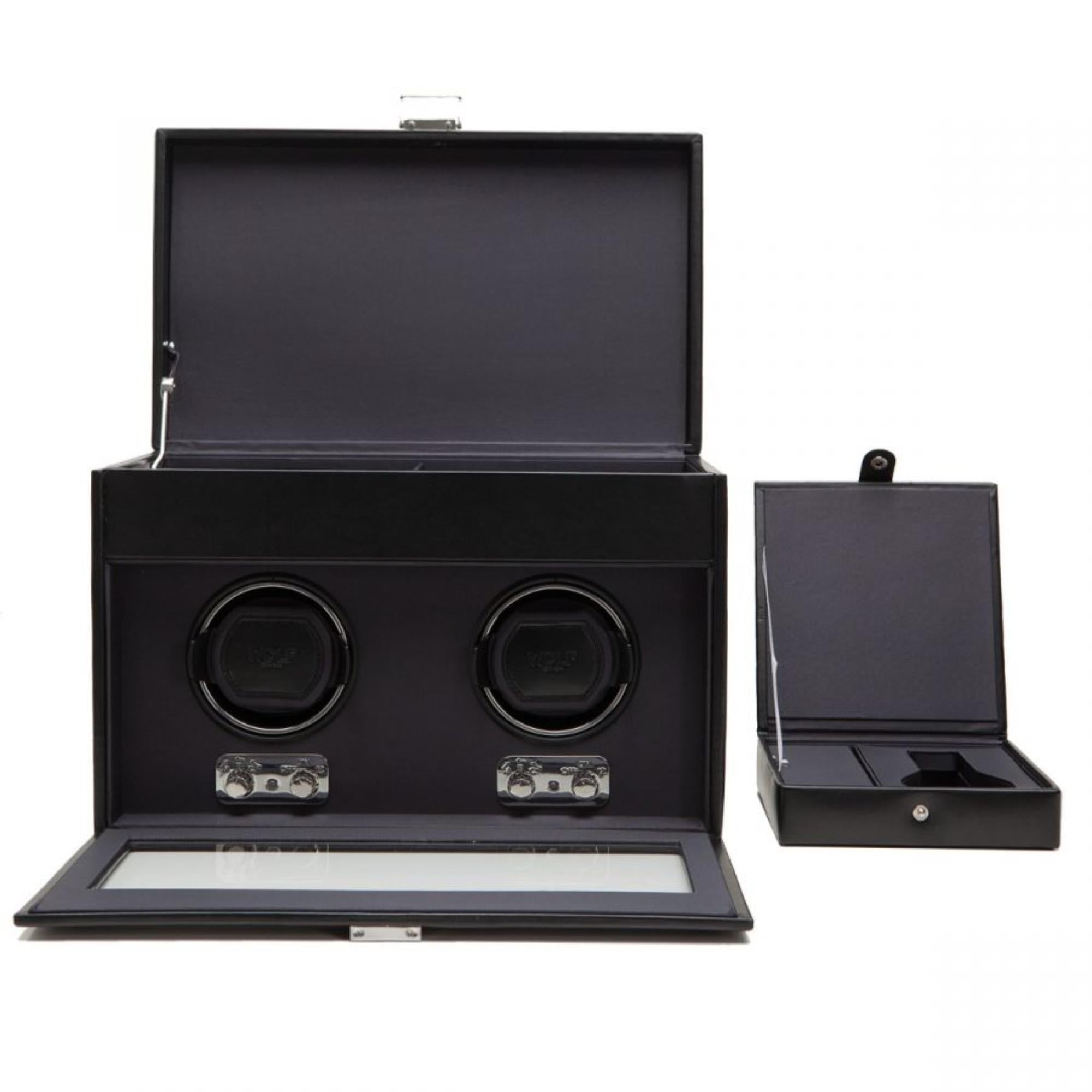 WOLF Heritage Double Winder with Storage Black Leather 270402