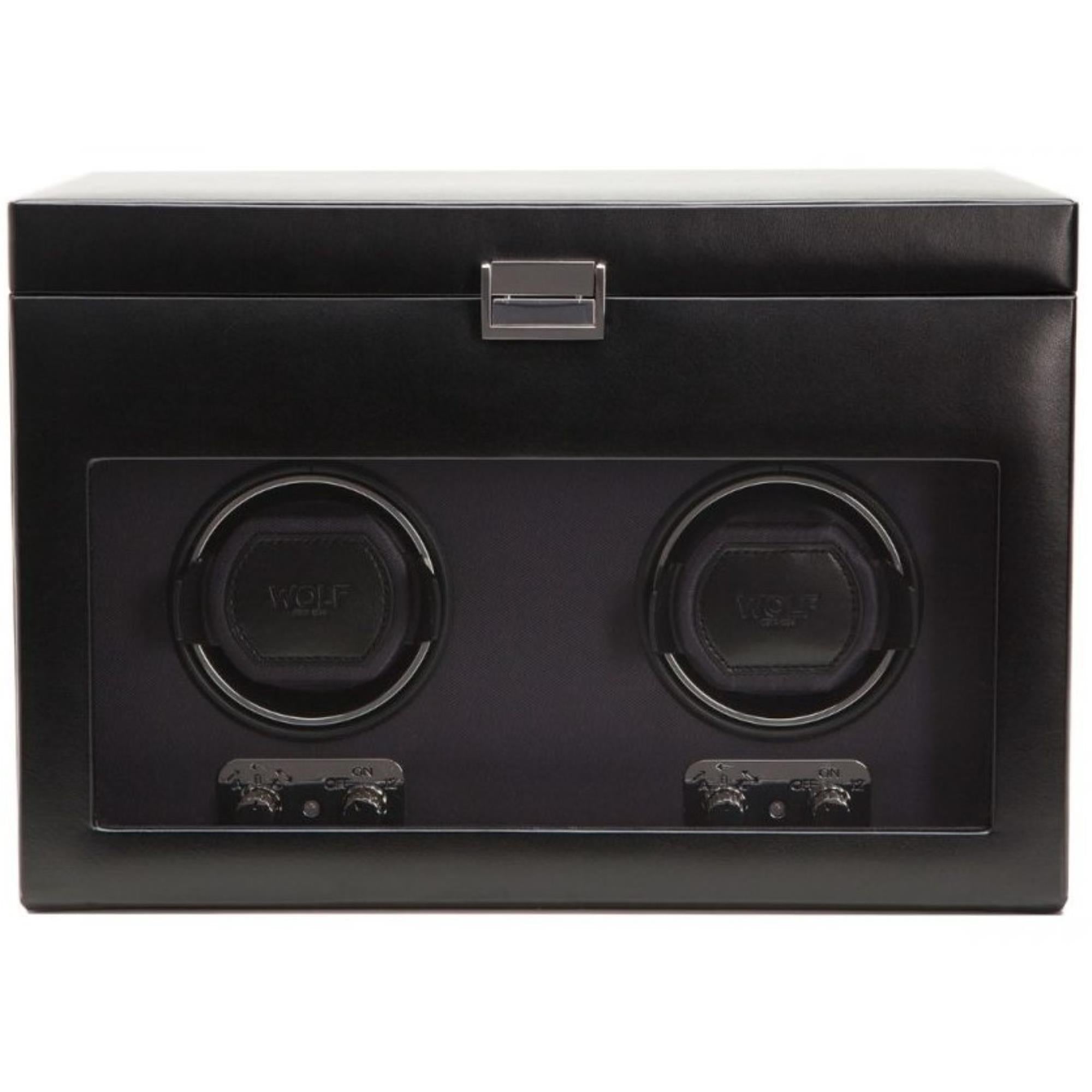 WOLF Heritage Double Winder with Storage Black Leather 270402