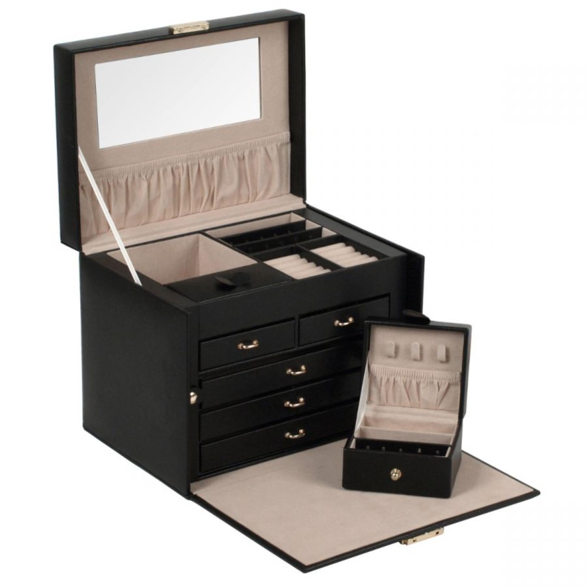 WOLF Heritage Small Jewelry Box Black Leather 280102