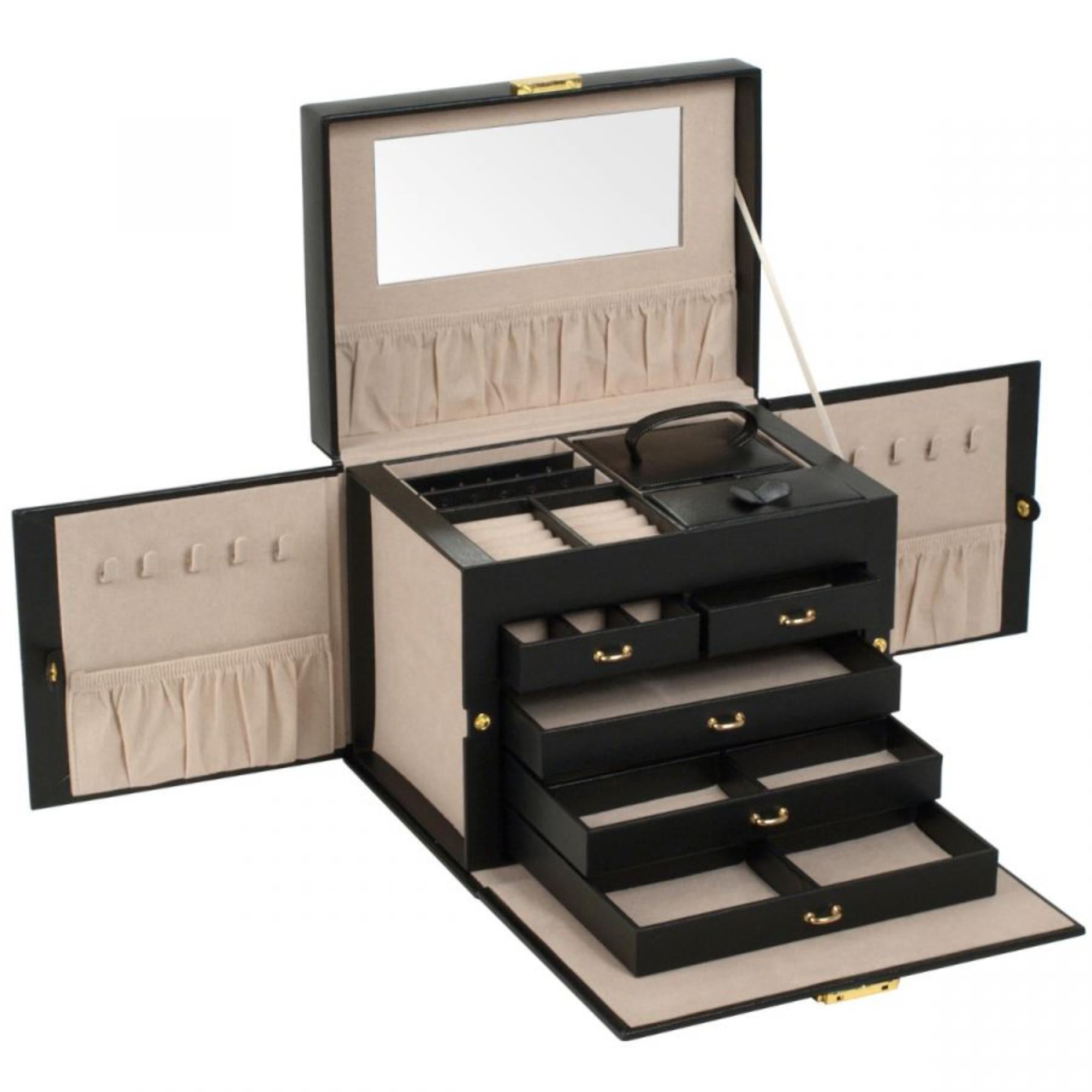 WOLF Heritage Small Jewelry Box Black Leather 280102