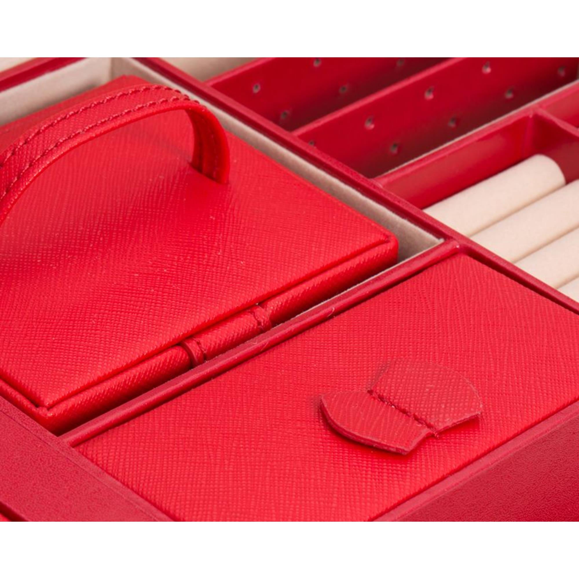 WOLF Heritage Large Jewelry Box Red Saffiano Leather 280114