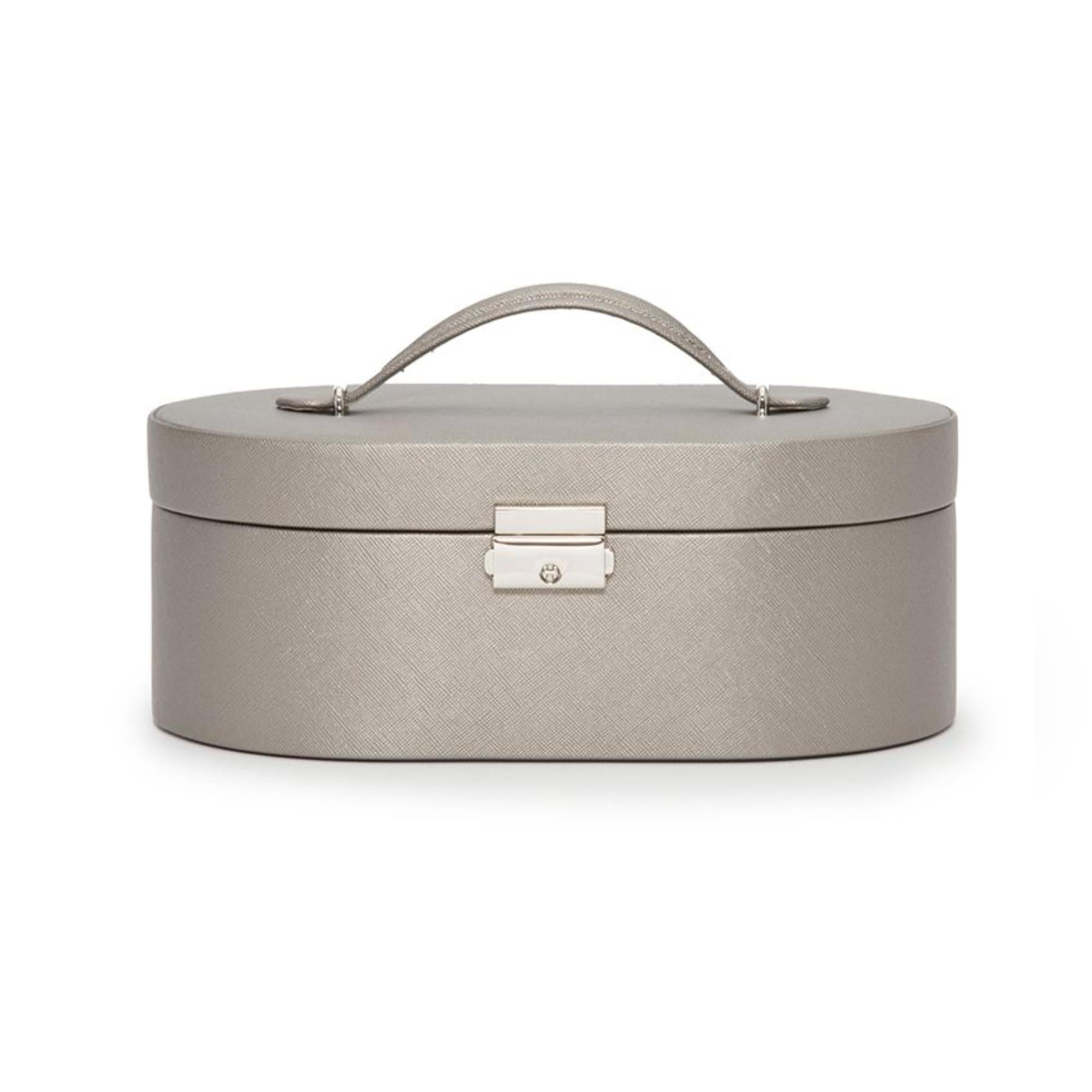 WOLF Heritage Oval Jewelry Box Tan Leather 280534