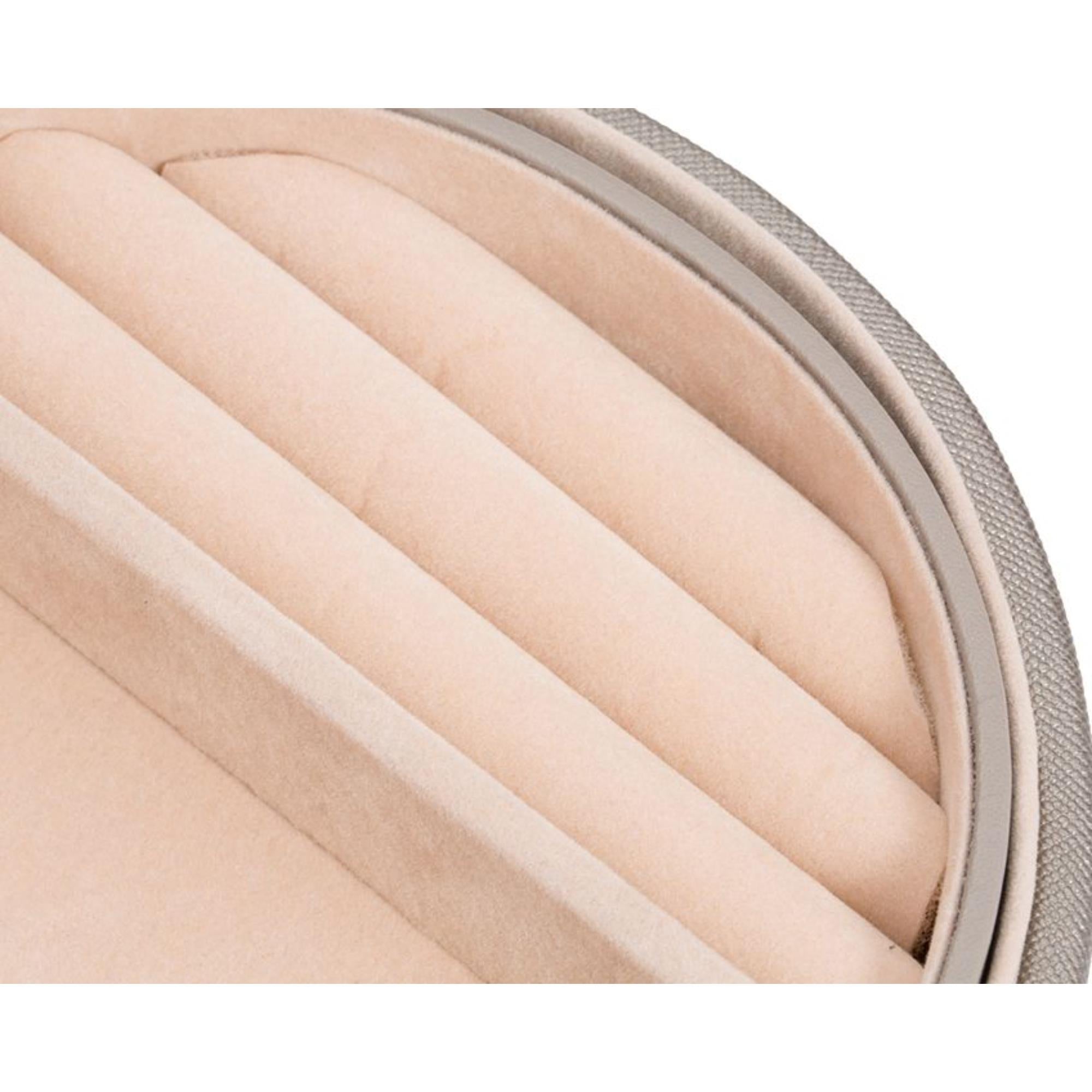 WOLF Heritage Oval Jewelry Box Tan Leather 280534