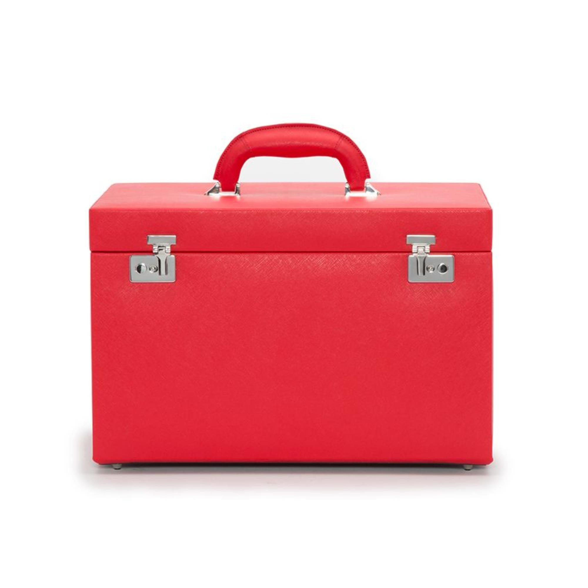 WOLF Heritage Jewelry Armoire Red Saffiano Leather 280814