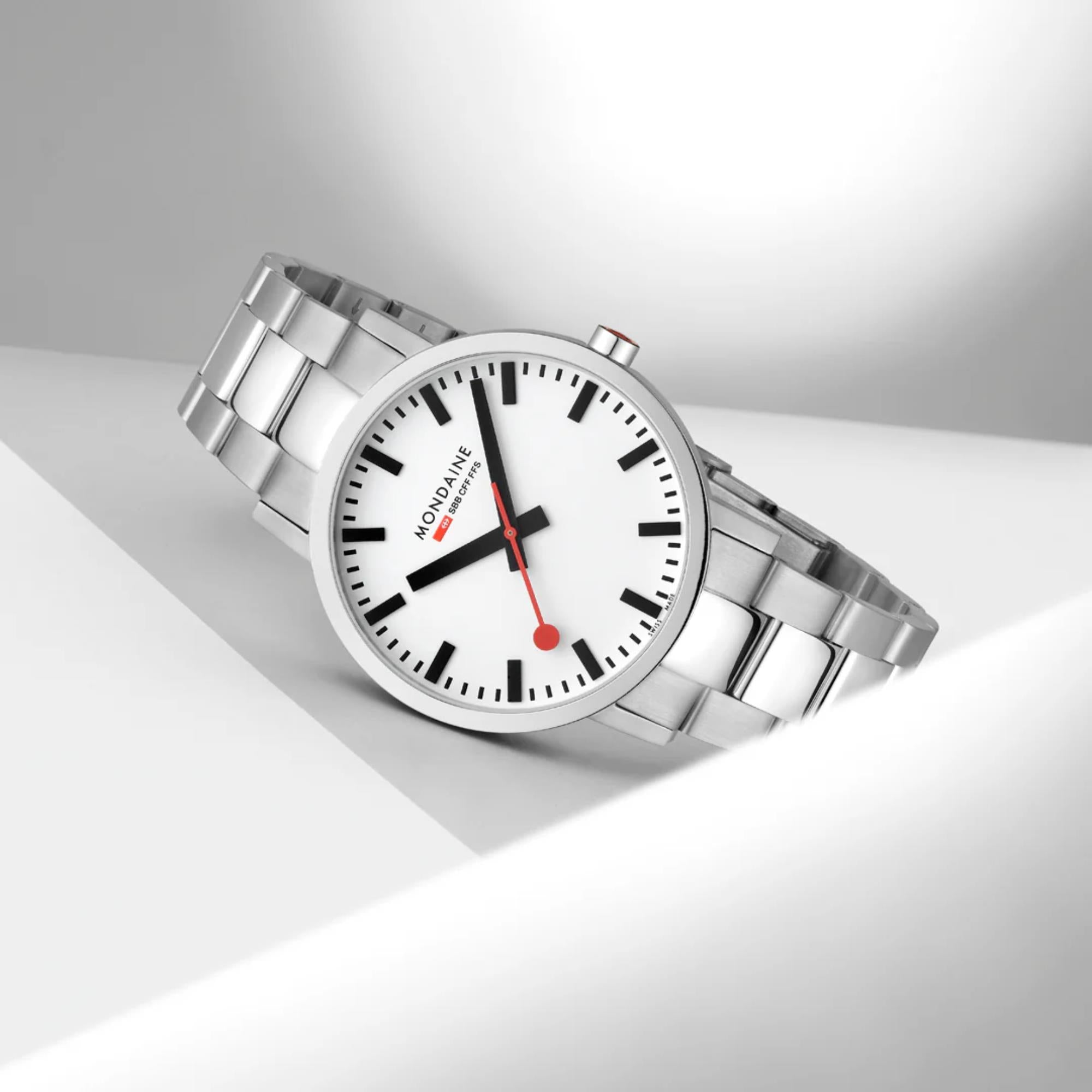 Mondaine Classic Stainless Steel Strap White Dial Unisex Watch A660.30360.11SBJ
