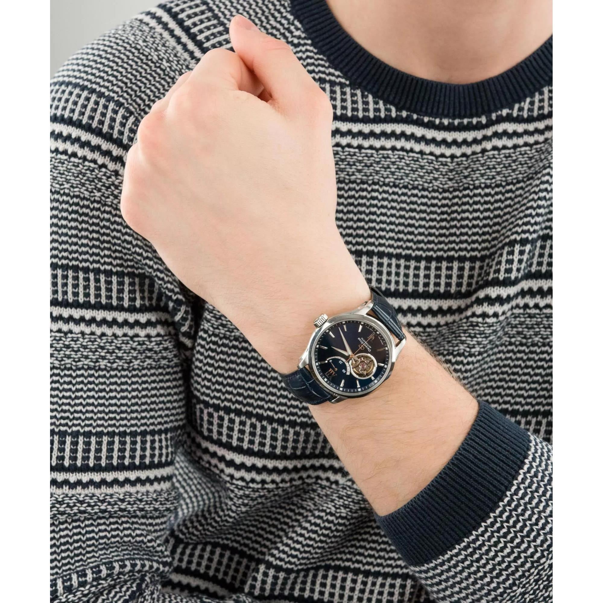 Orient Star Blue Dial Leather Strap Men’s Watch RE-AT0006L00B