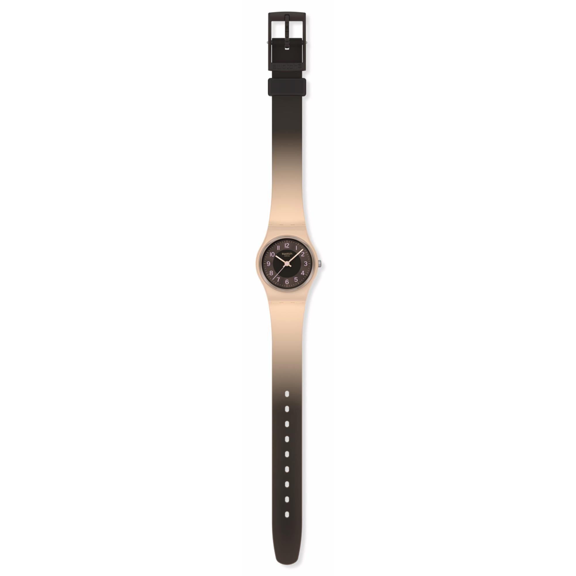 Swatch Espresso Charm Brown Dial Silicone Strap LT104