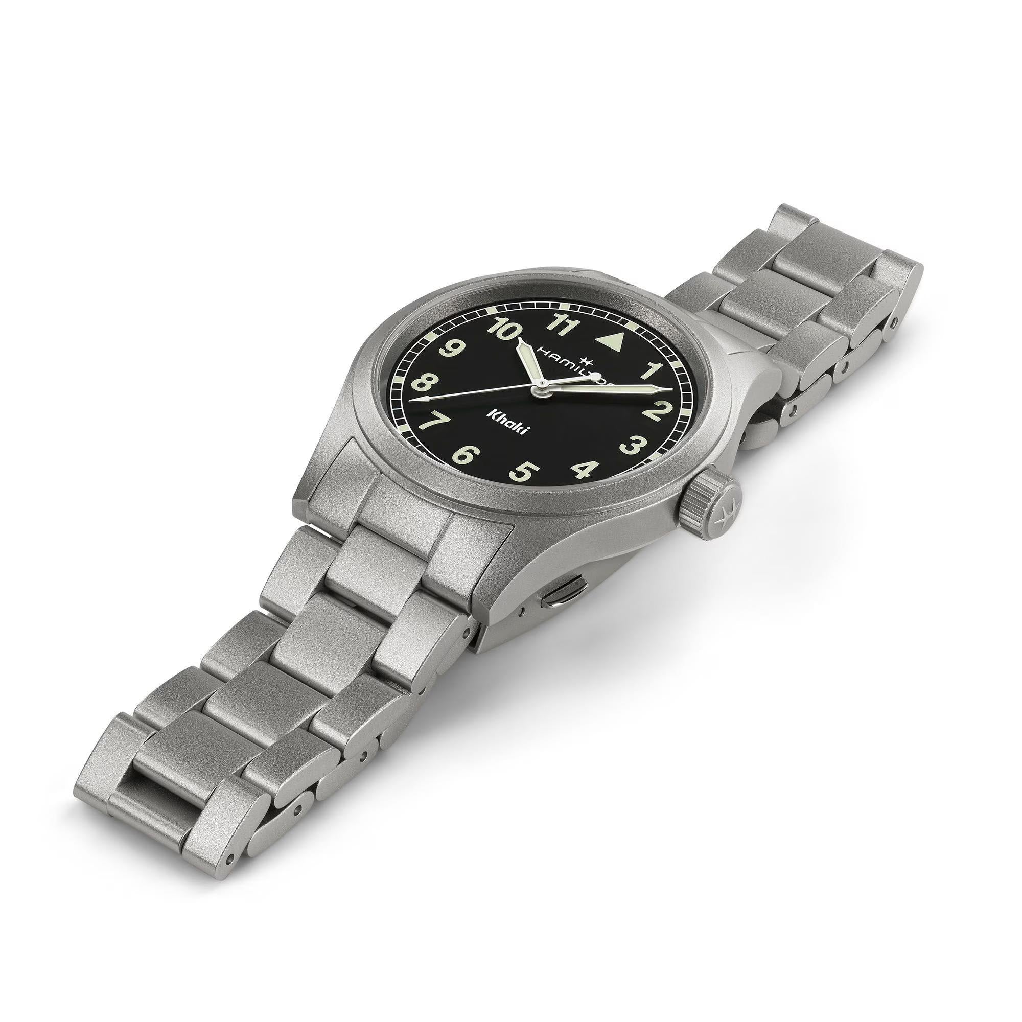 Hamilton Khaki Field Quartz Black Dial Stainless Steel Strap Men's Watch H69401130