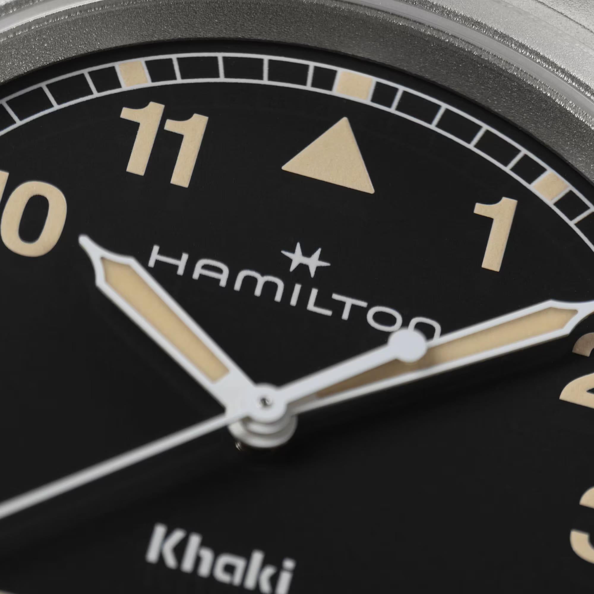 Hamilton Khaki Field Quartz Black Dial Stainless Steel Strap Men's Watch H69401131