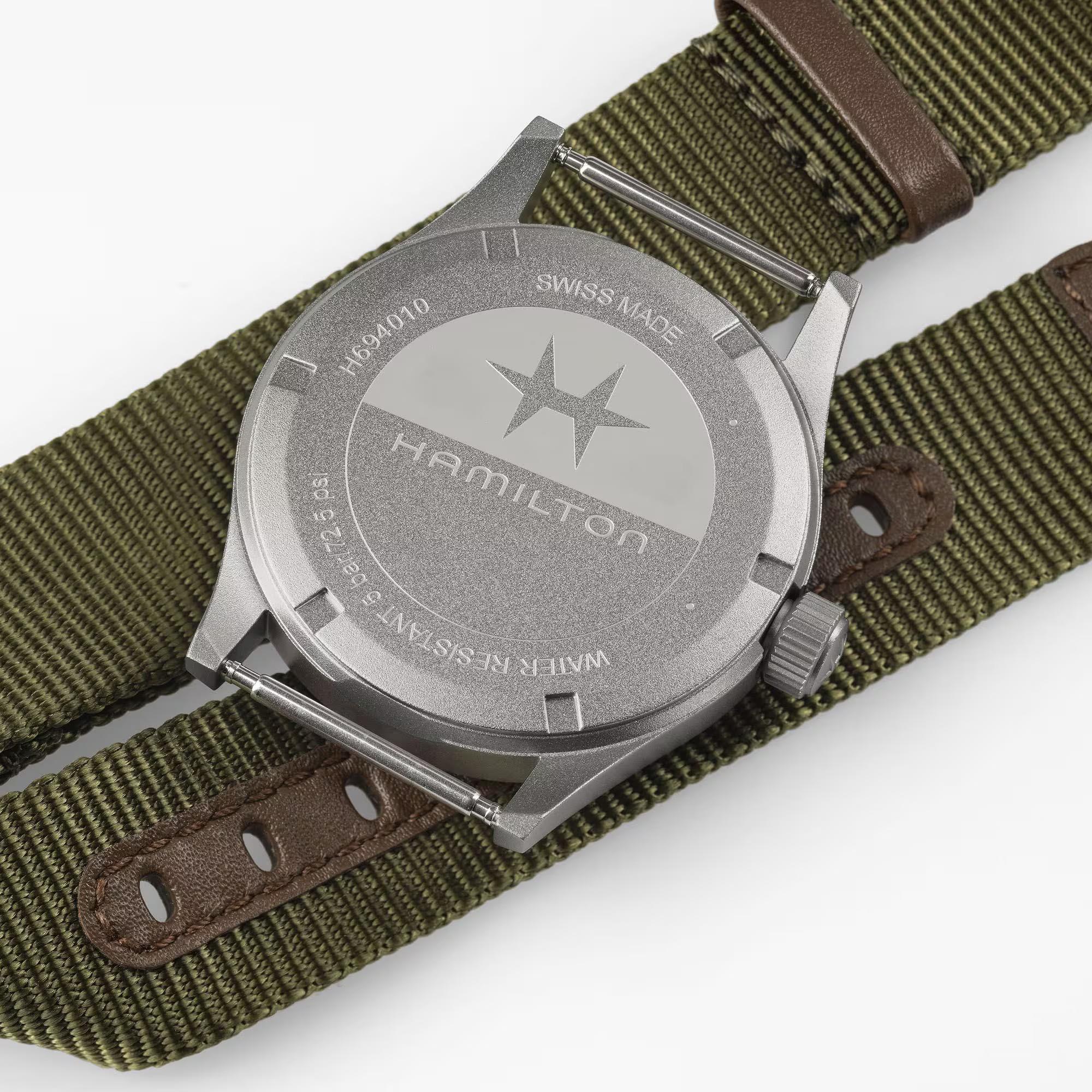 Hamilton Khaki Field Quartz Green Dial Textile Strap Men's Watch H69401960
