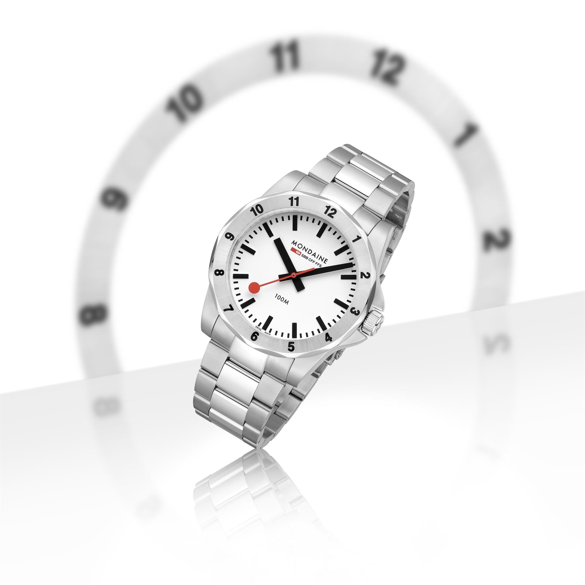 Mondaine Numeri Quartz White Dial Stainless Steel Strap Men's Watch MSN.4211B.SK