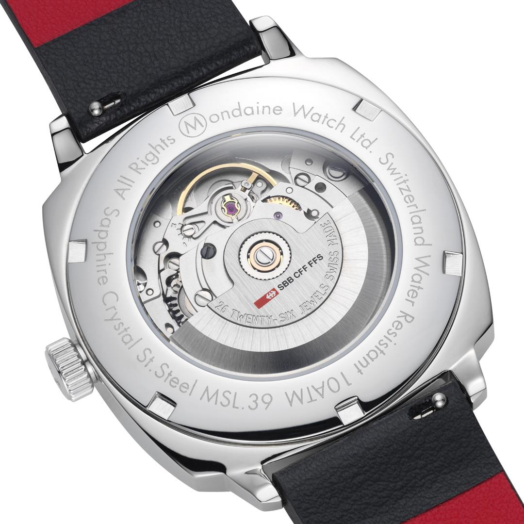 Mondaine Cushion White Dial Vegan Grape Leather Strap Men's Watch MSL.3961B.LBV