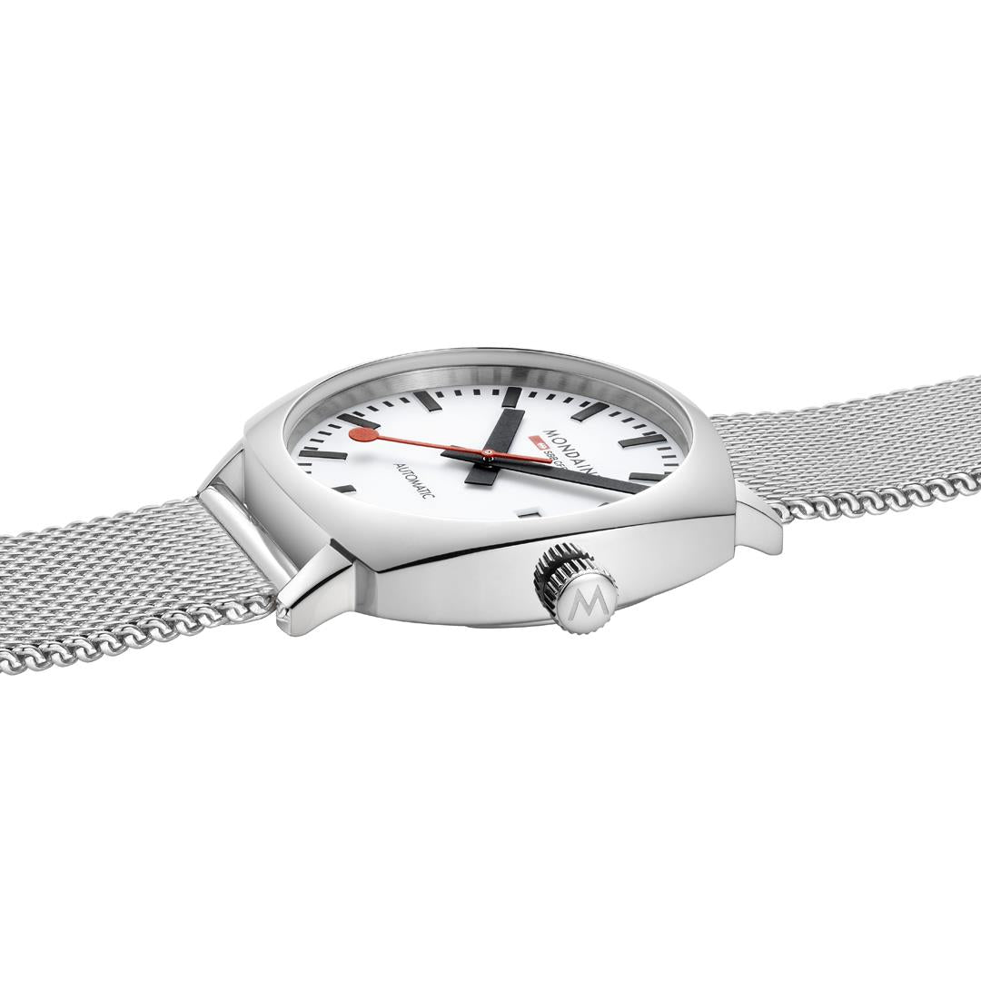 Mondaine Cushion White Dial Stainless Steel Strap Men's Watch MSL.3961B.SM