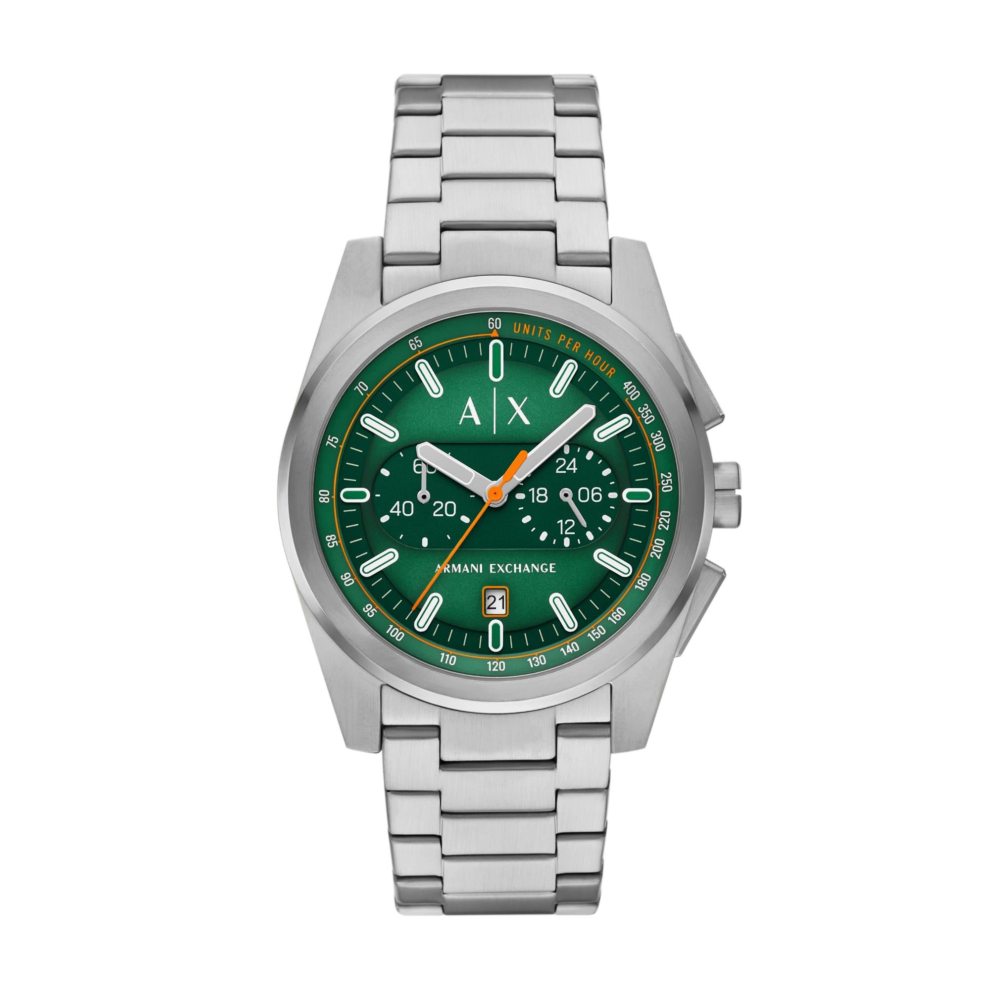 Armani Exchange Parker Chronograph Quartz Green Dial Stainless Steel Men's Watch AX2862