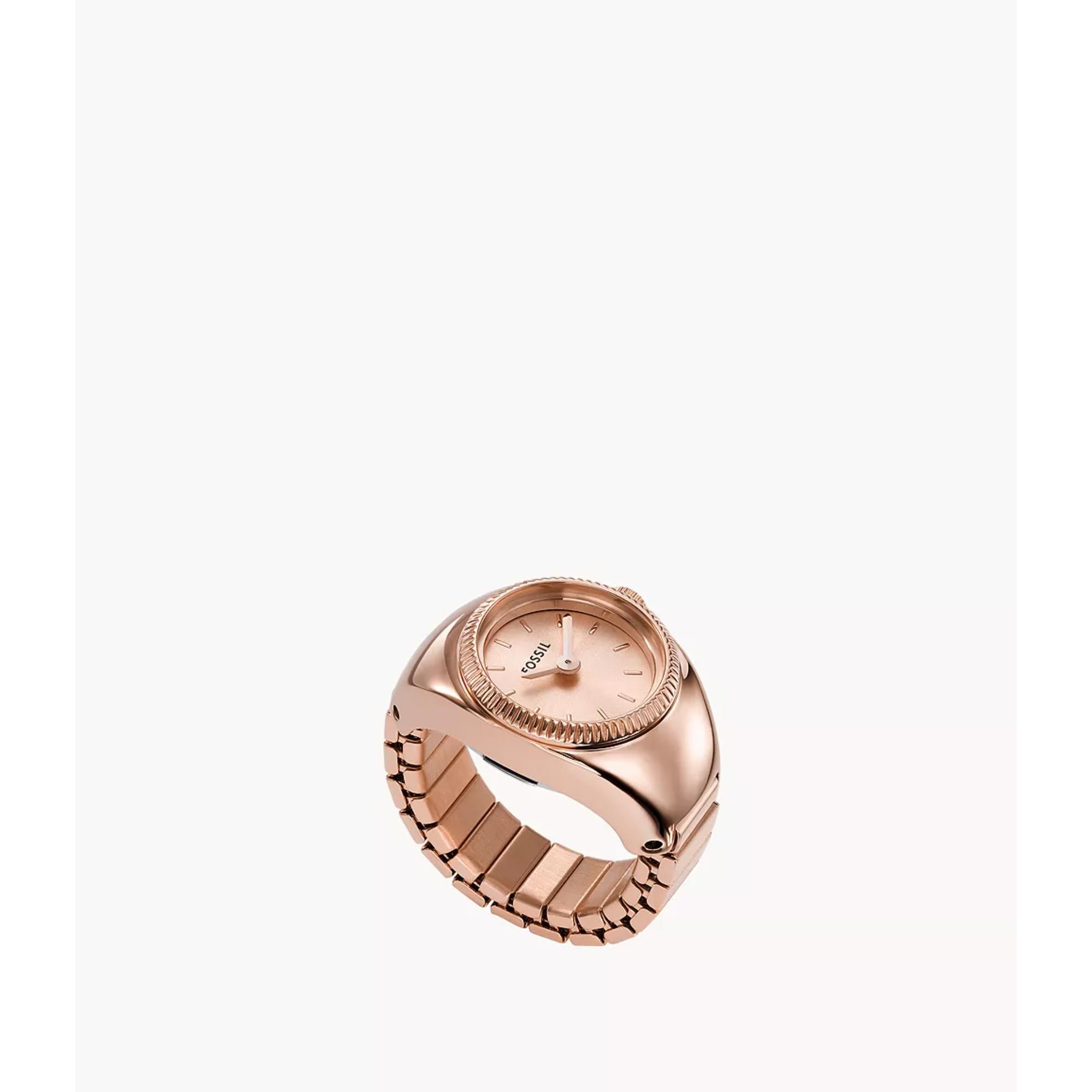 Fossil Watch Ring Rose Gold-Tone Dial Stainless Steel Ladies Watch ES5247