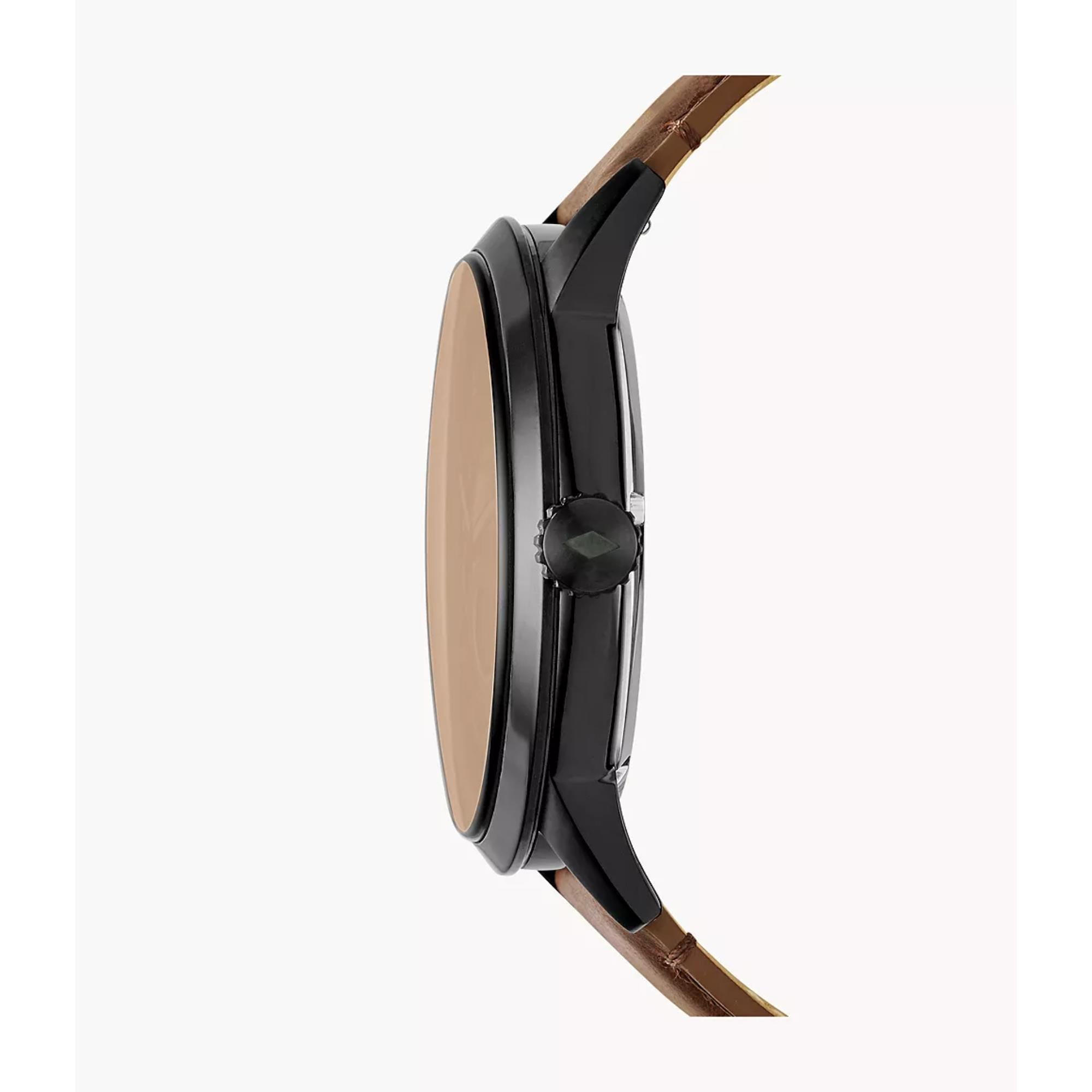 Fossil Townsman Automatic Black Dial Leather Strap Men's Watch ME3155