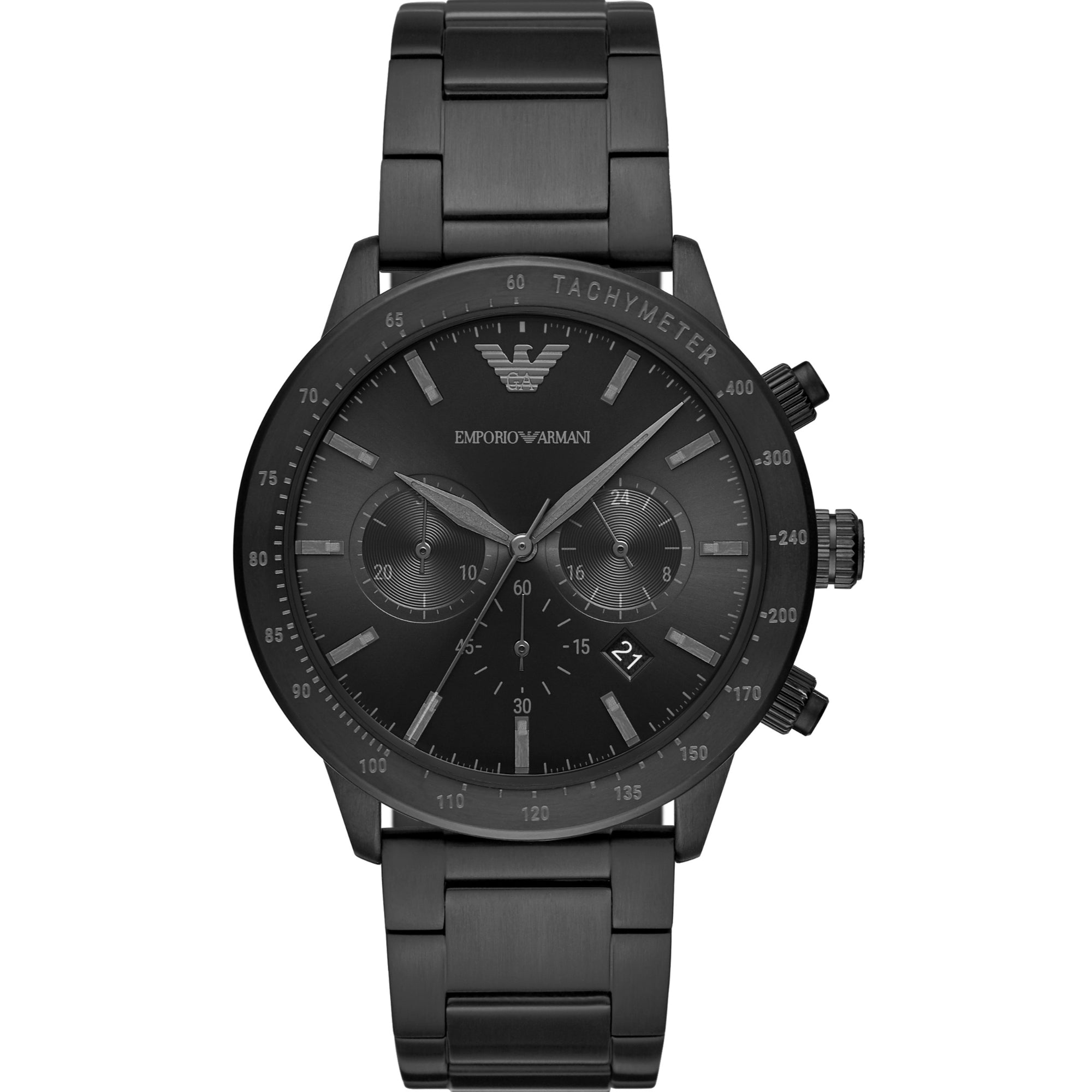 Emporio Armani Mario Chronograph Black Dial Black Stainless Steel Men's Watch AR11242