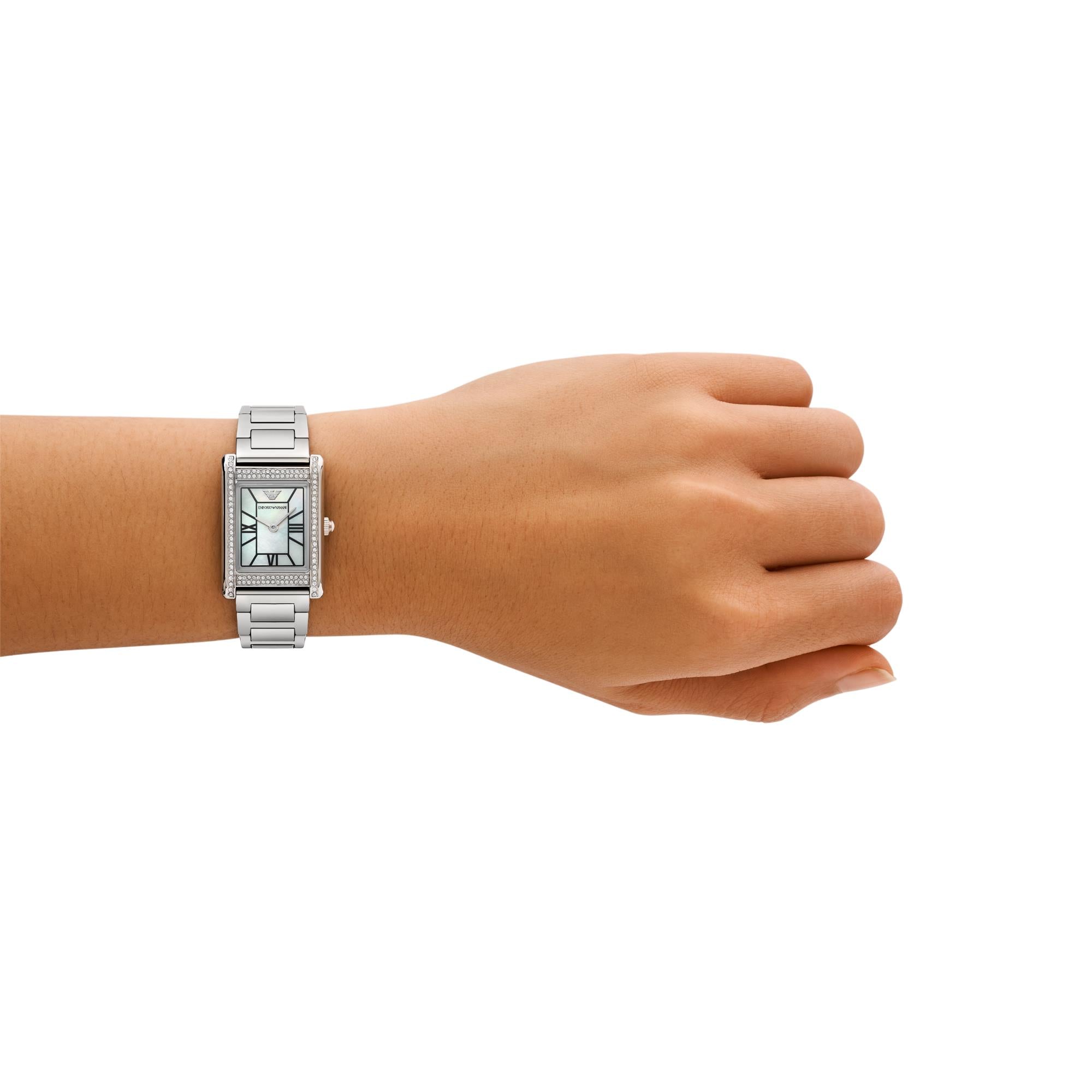 Emporio Armani Two-Hand Mother Of Pearl Dial Stainless Steel Ladies Watch AR11625