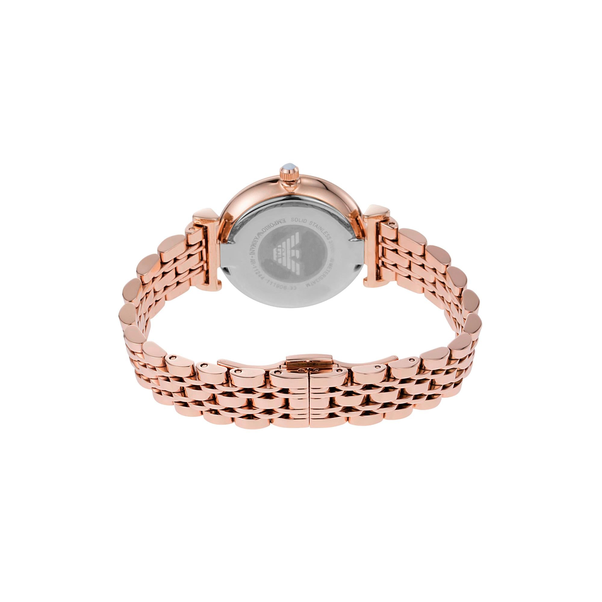Emporio Armani Gianni T-BAR White Dial Rose Gold-Tone Steel Ladies Watch AR11244