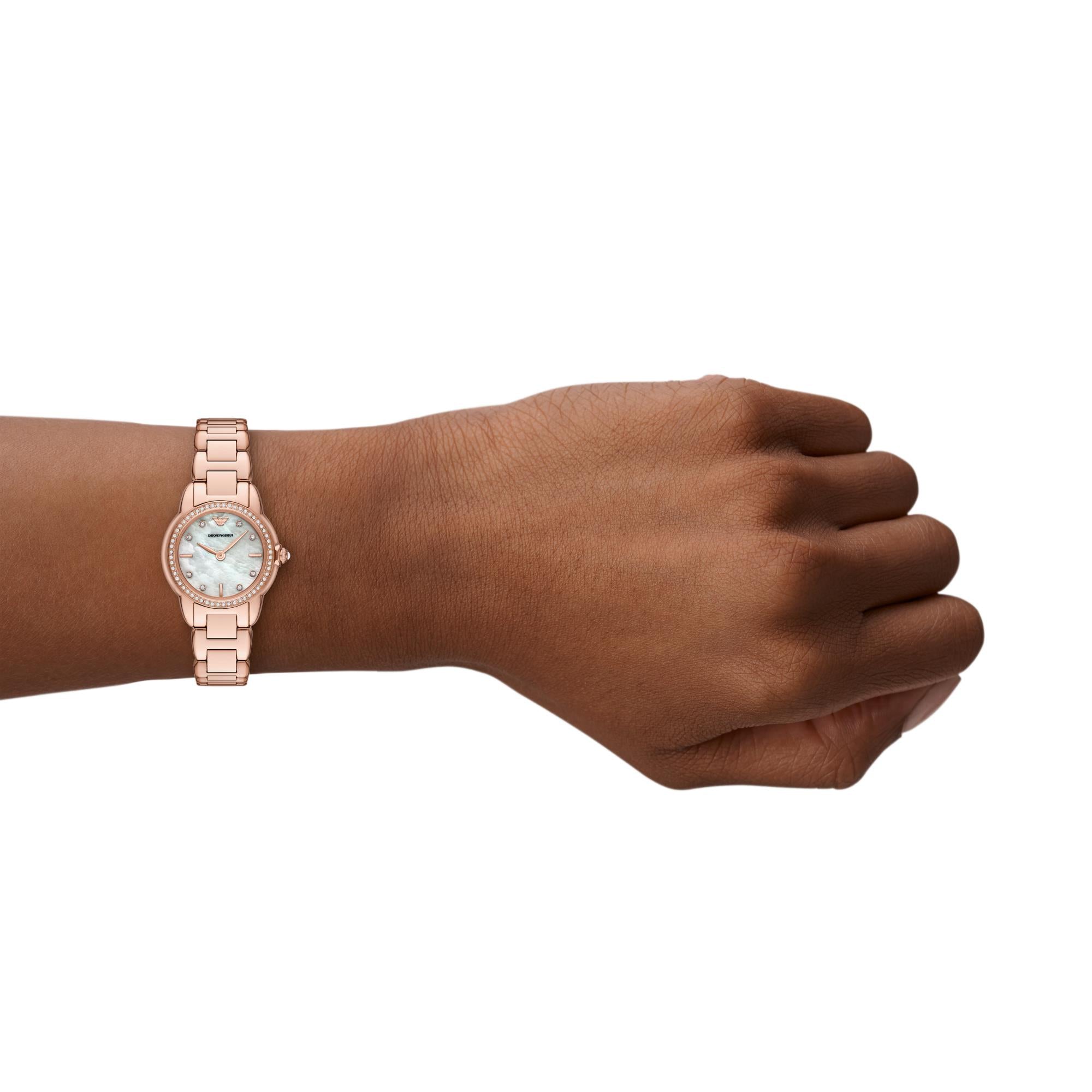 Emporio Armani Mia Mother Of Pearl Dial Rose Gold-Tone Stainless Steel Strap Ladies Watch AR11671