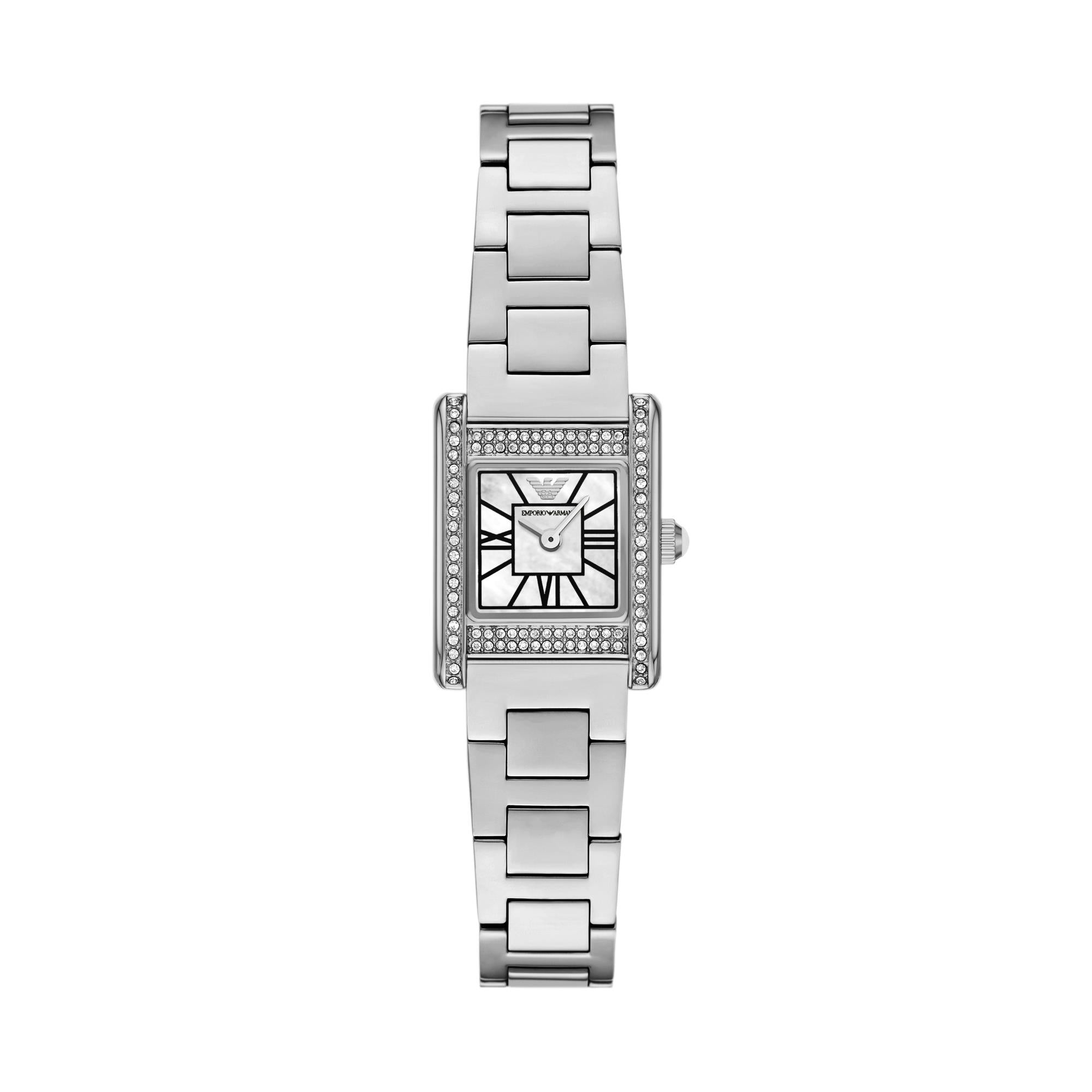 Emporio Armani Genni Stainless Steel Mother Of Pearl Dial Ladies Watch AR11662