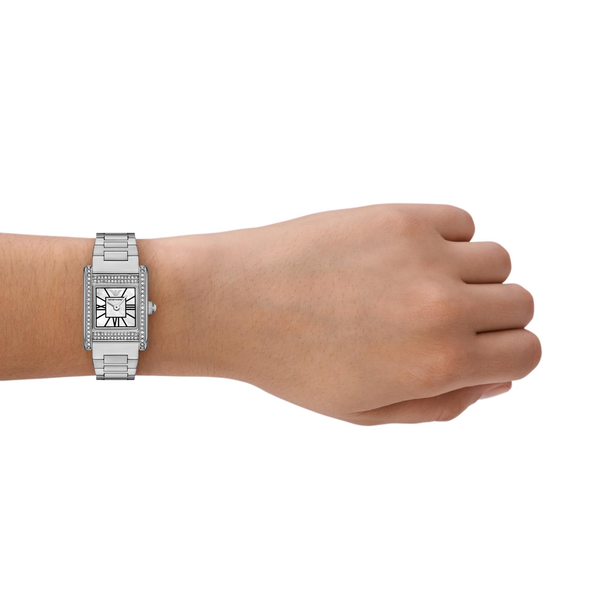 Emporio Armani Genni Stainless Steel Mother Of Pearl Dial Ladies Watch AR11662
