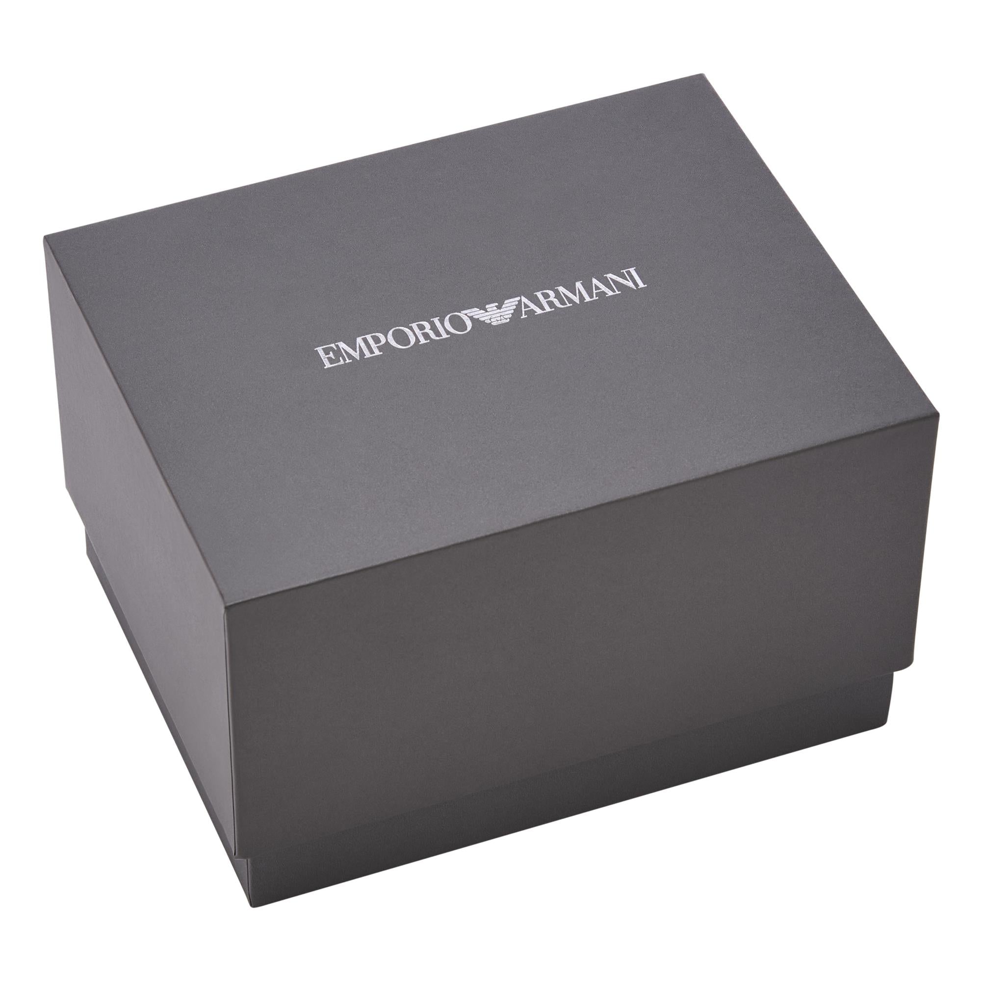 Emporio Armani Black Dial Stainless Steel and Leather Strap Set Men's Watch AR80077SET