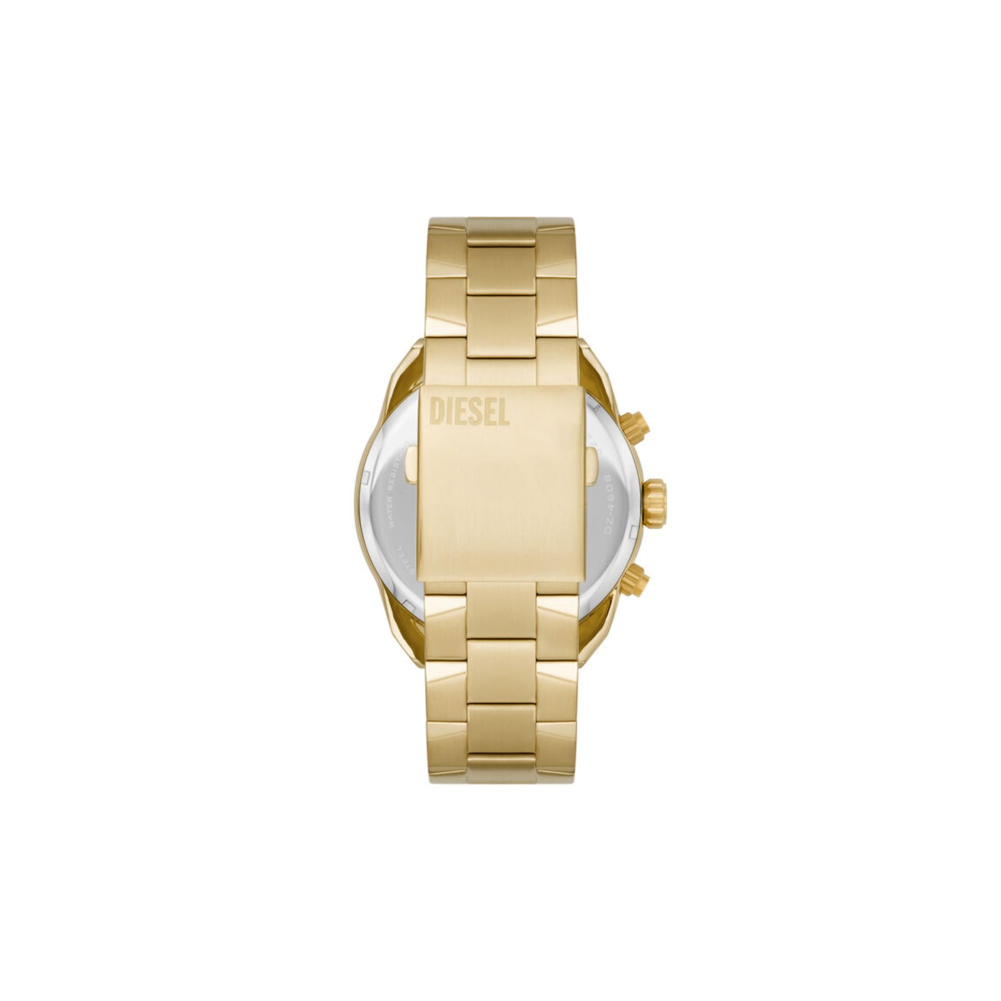 Diesel Spiked Chronograph Gold-Tone Gold Dial Stainless Steel Strap Men's Watch DZ4608