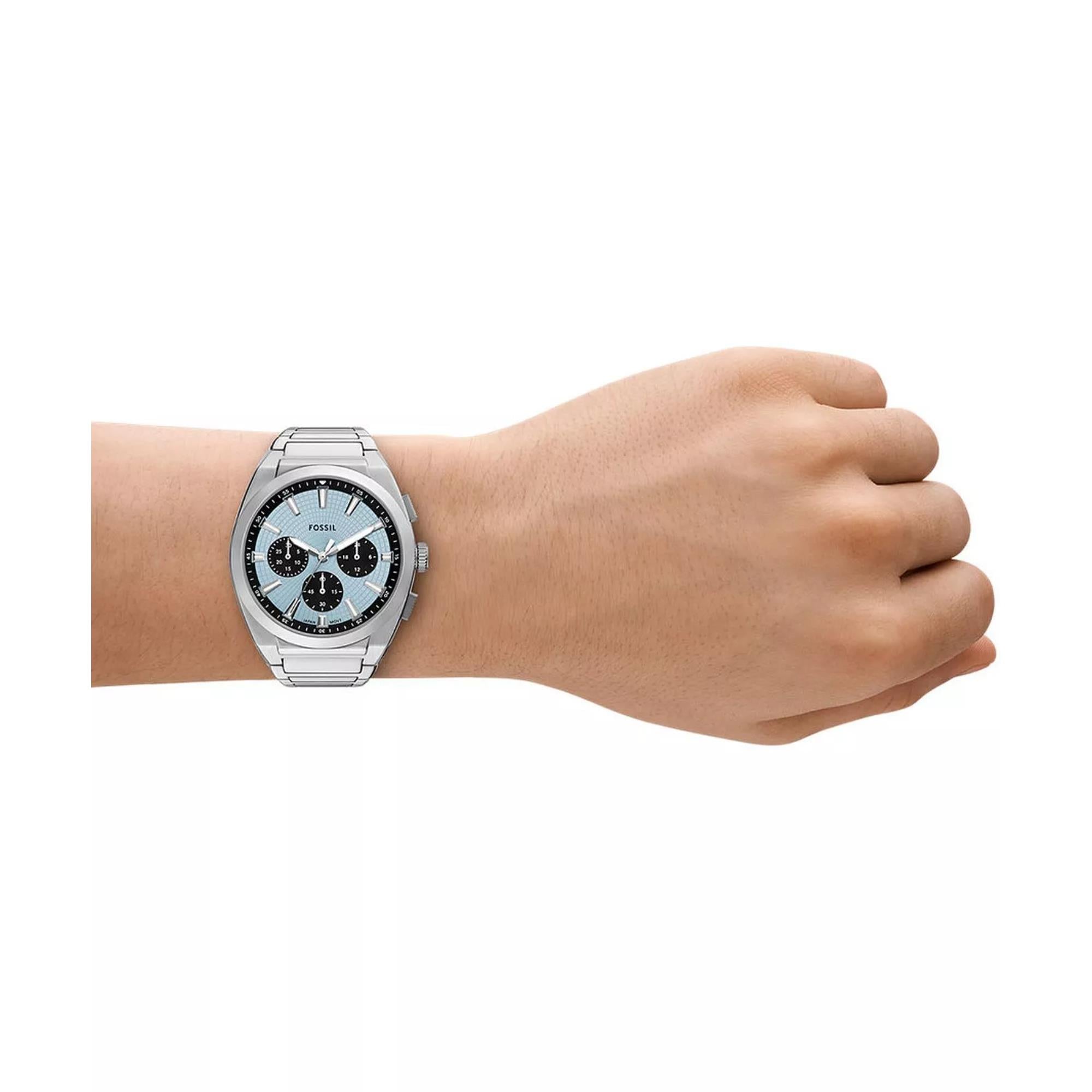 Fossil Everett Chronograph Blue Dial Stainless Steel Strap Men's Watch FS6105