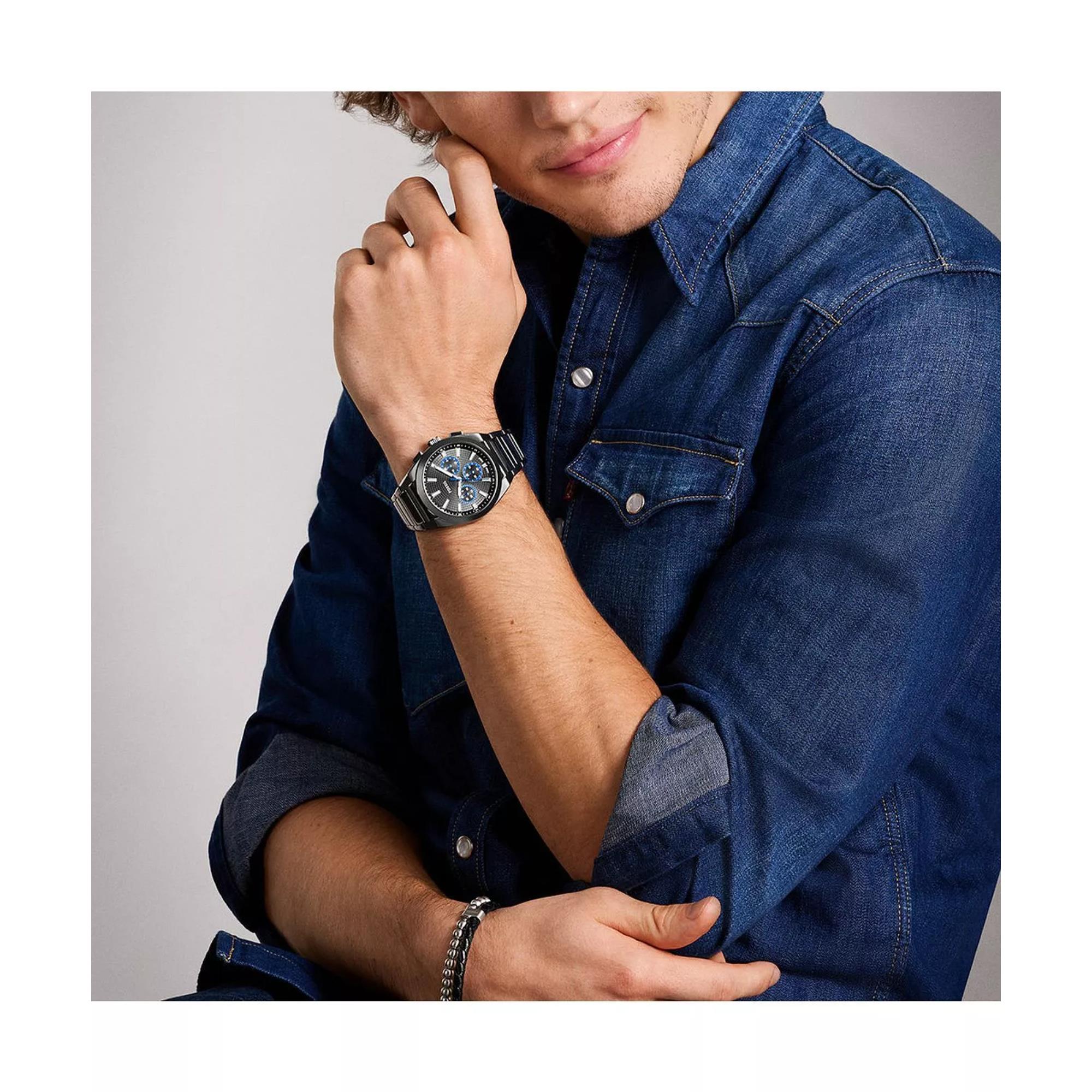 Fossil Everett Chronograph Grey Dial Smoke Stainless Steel Strap Men's Watch FS6107