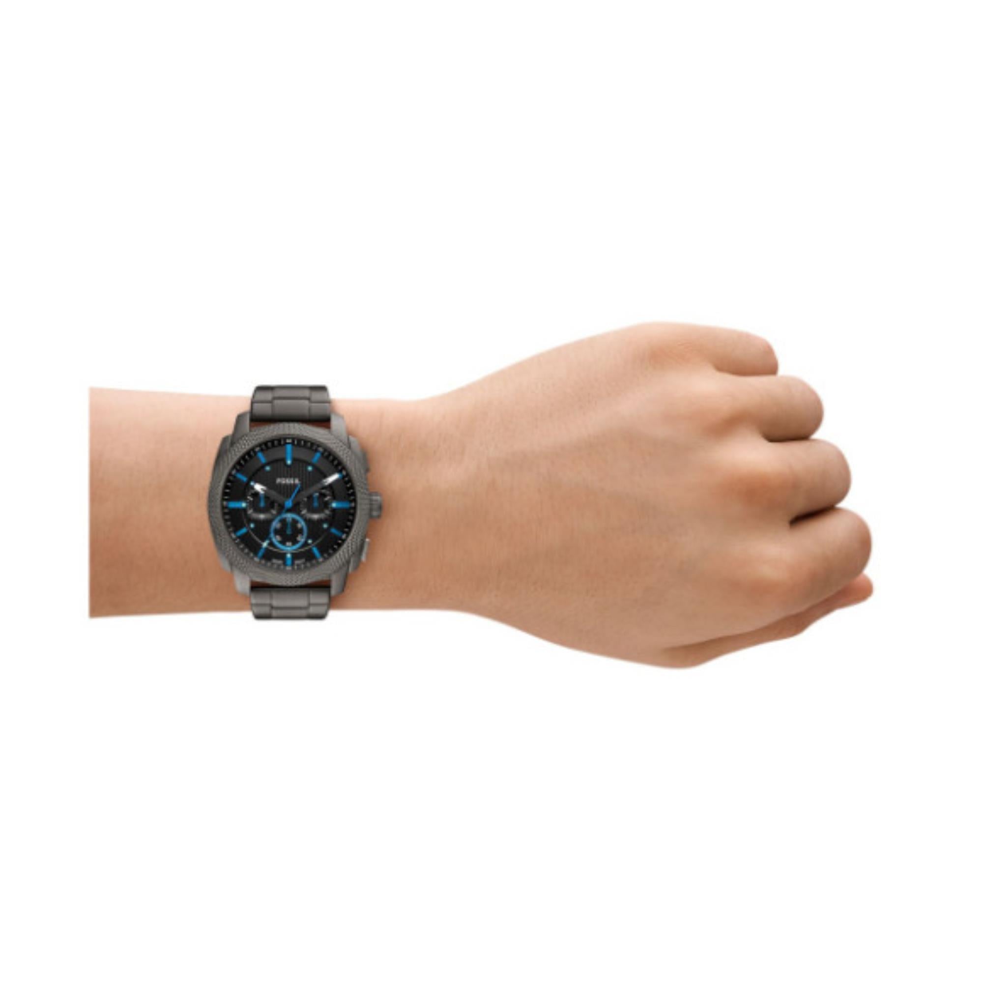 Fossil Machine Chronograph Black Dial Smoke Stainless Steel Strap Men's Watch FS6098