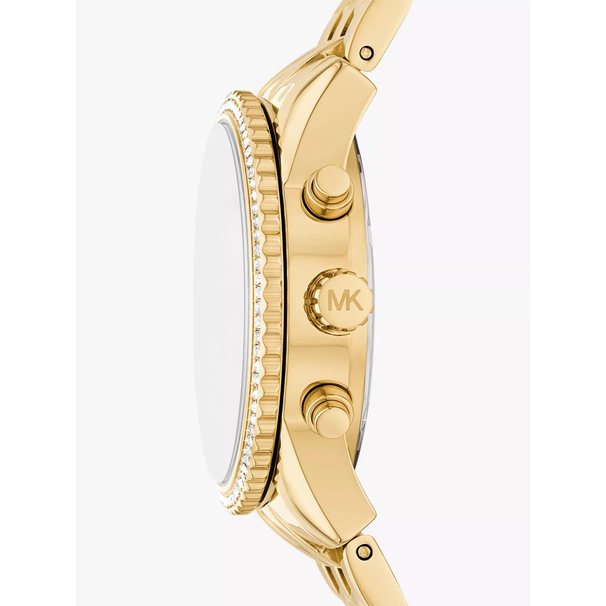 Michael Kors Mini Bryant Chronograph Gold Dial Gold-Tone Stainless Steel Strap Ladies Watch MK7530
