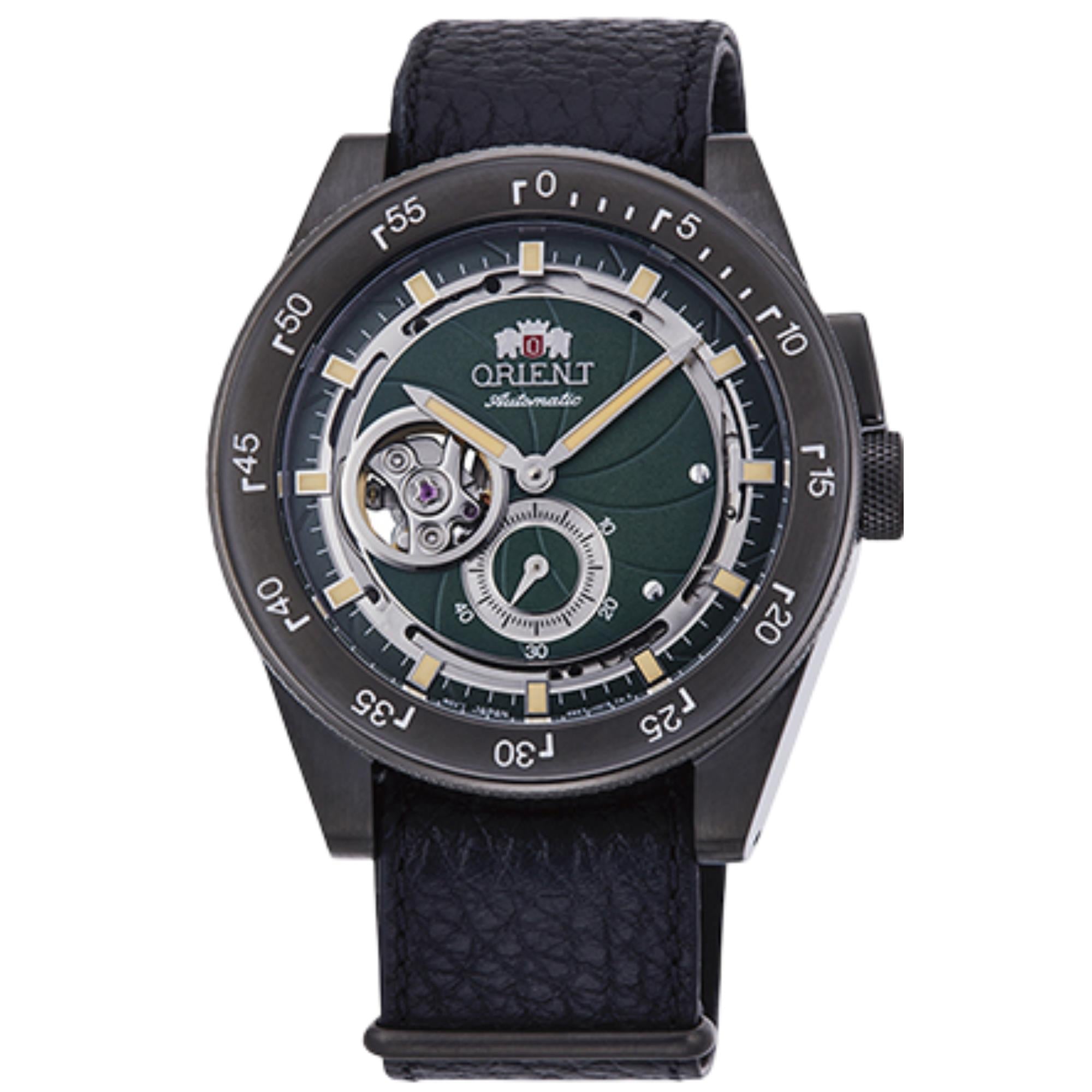 Orient Revival Retro Future Camera Green Dial Leather Strap Men's Watch RA-AR0202E30B