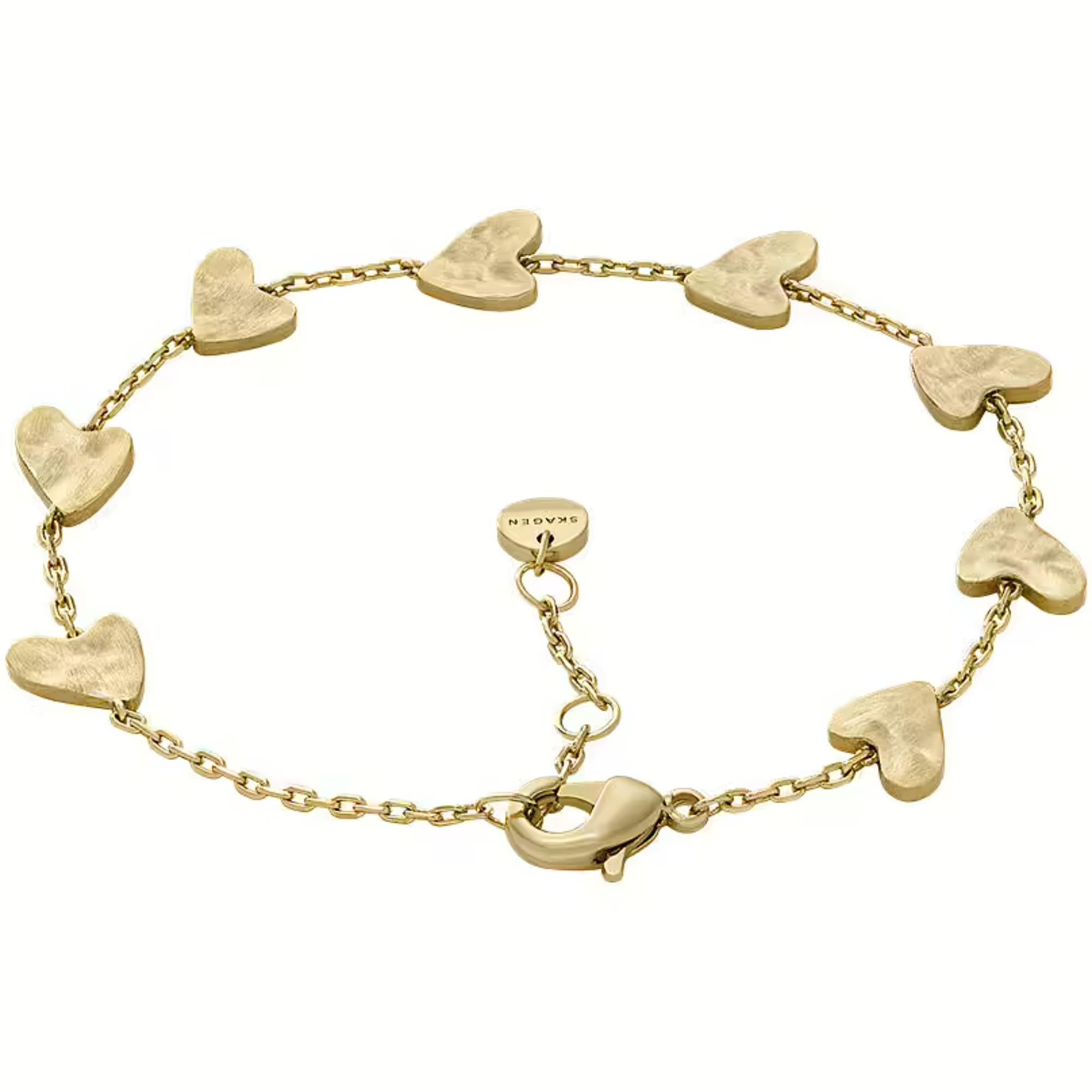 Skagen nja Hearts Gold-Tone Brass Chain Ladies Bracelet SKJ5010710