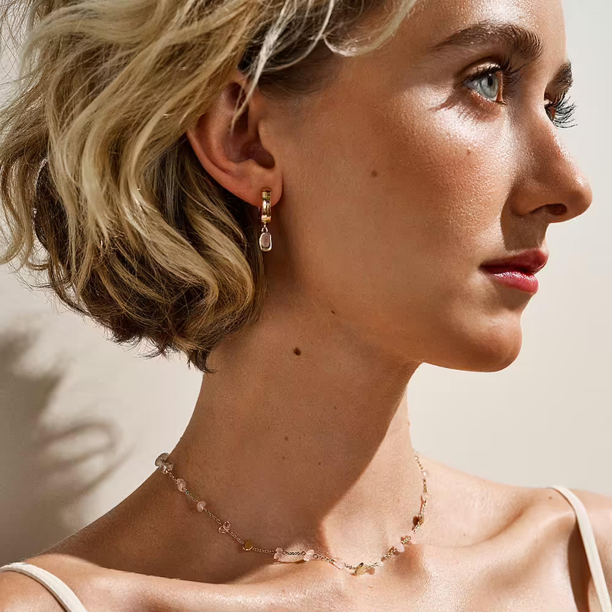 Skagen Anja Rose Quartz Gold-Tone Stainless Steel Hoop Ladies Earrings SKJ1864710