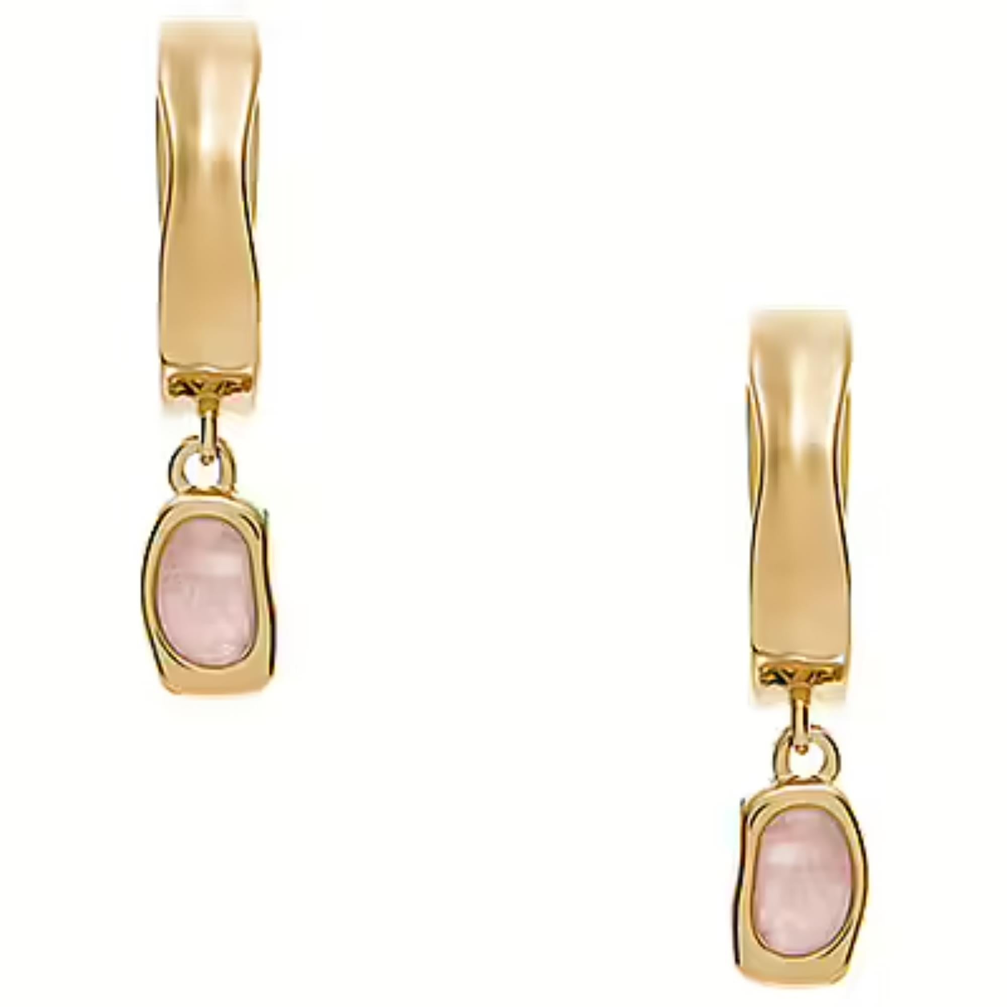 Skagen Anja Rose Quartz Gold-Tone Stainless Steel Hoop Ladies Earrings SKJ1864710