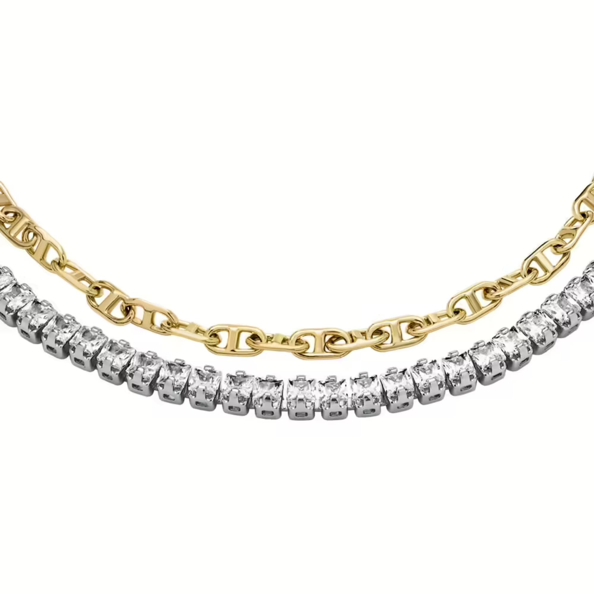 Fossil Heritage D-Link Glitz Stainless Steel Tennis Ladies Bracelet JA7281998